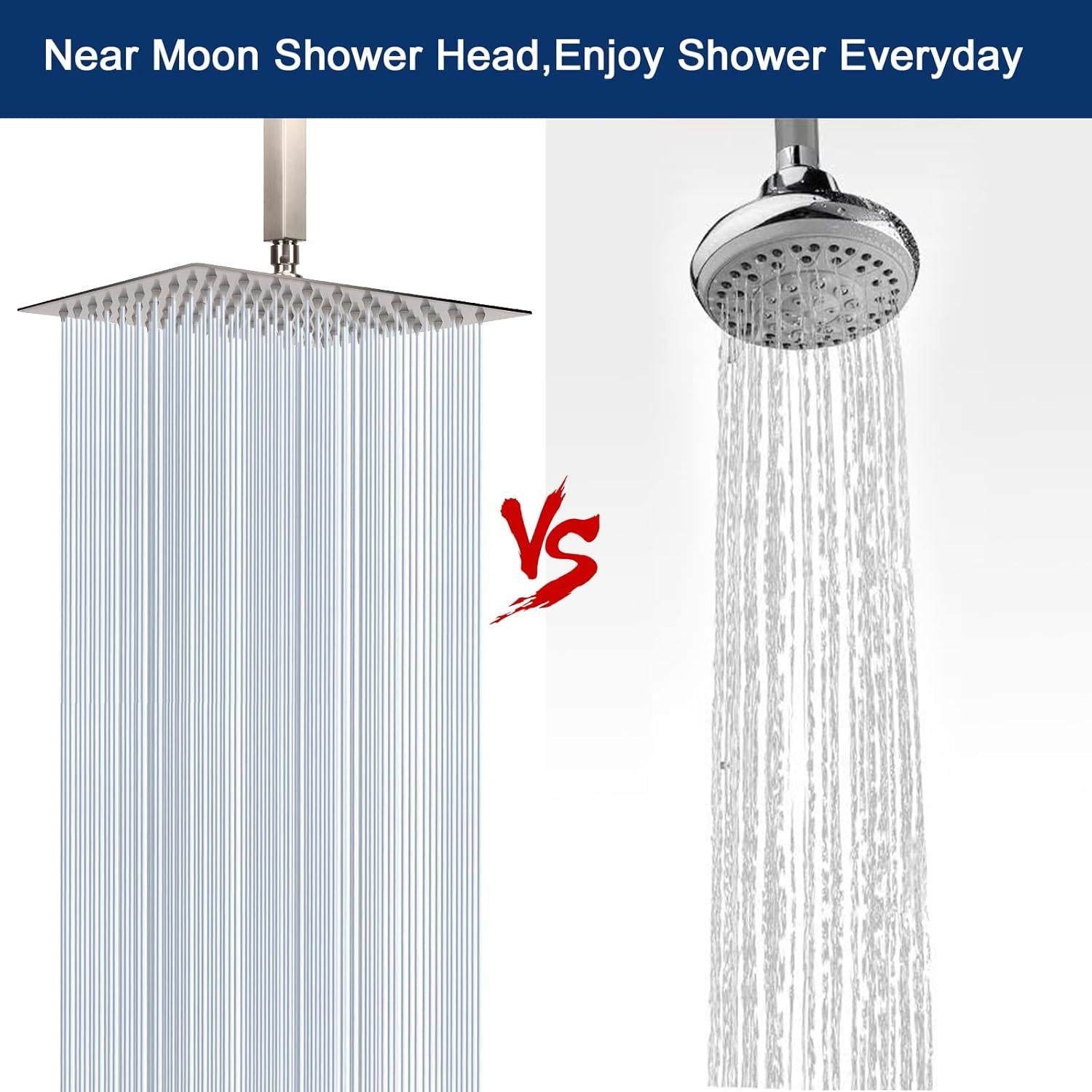 Cabezal de Ducha de Lluvia NearMoon 20.32 cm Acero Inoxidable