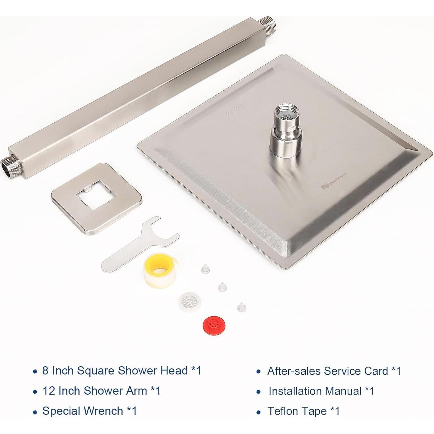 Cabezal de Ducha de Lluvia NearMoon 20.32 cm Acero Inoxidable