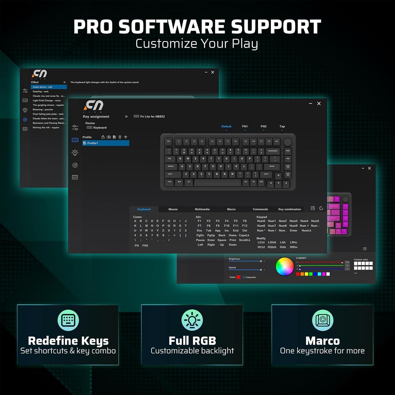 Teclado Mecánico Inalámbrico LTC NB832 75% RGB 82 Teclas