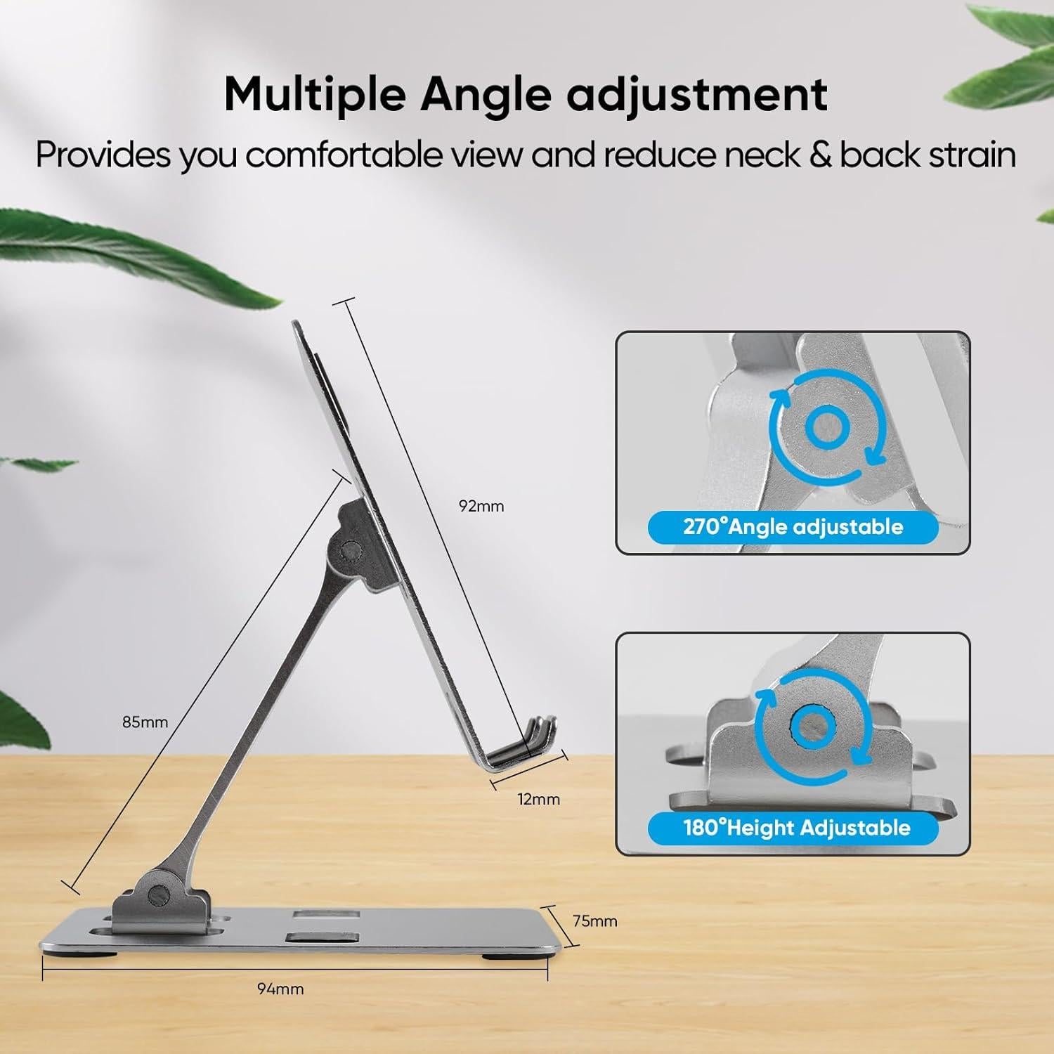 Soporte Plegable para Teléfono Móvil RQB Plata Ajustable