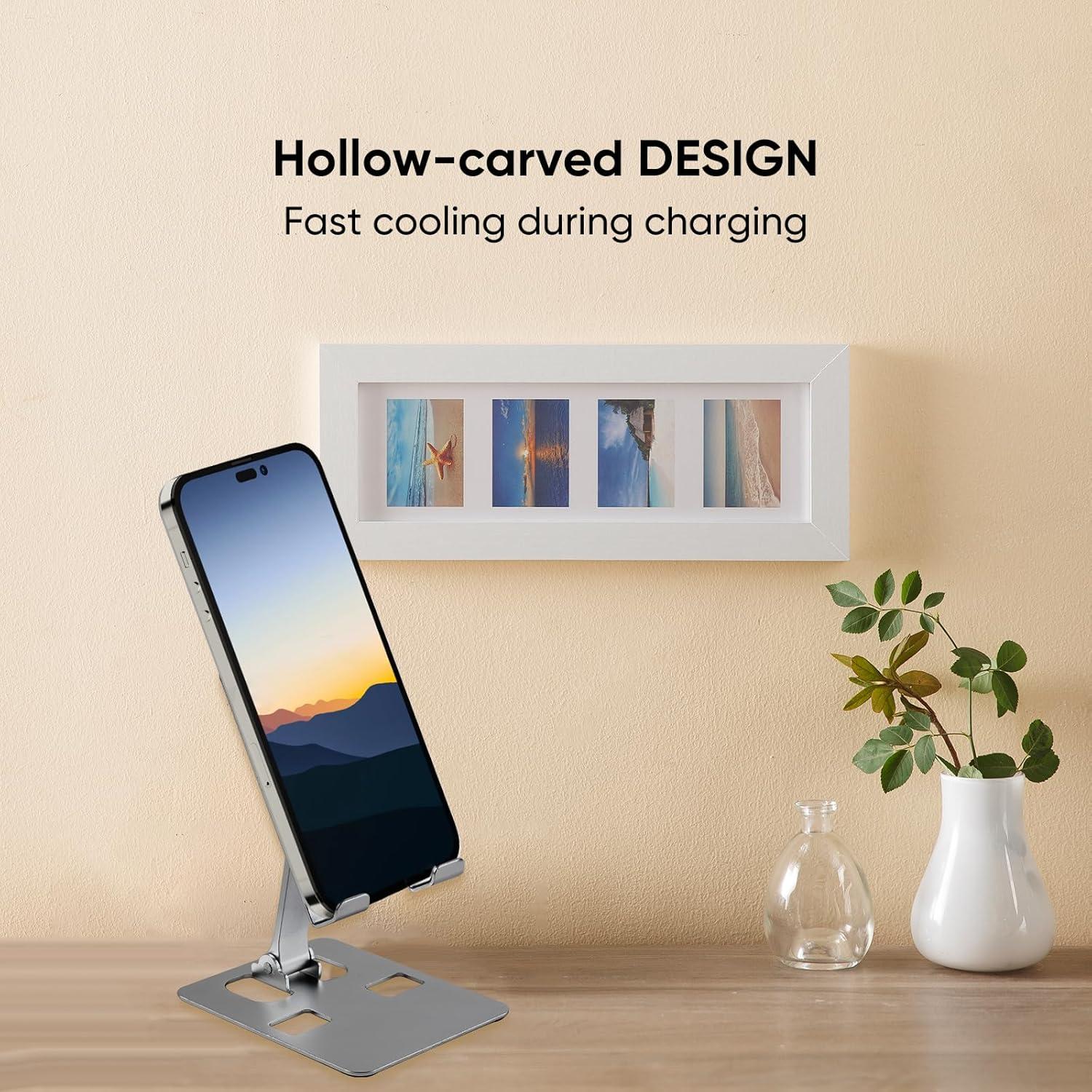 Soporte Plegable para Teléfono Móvil RQB Plata Ajustable