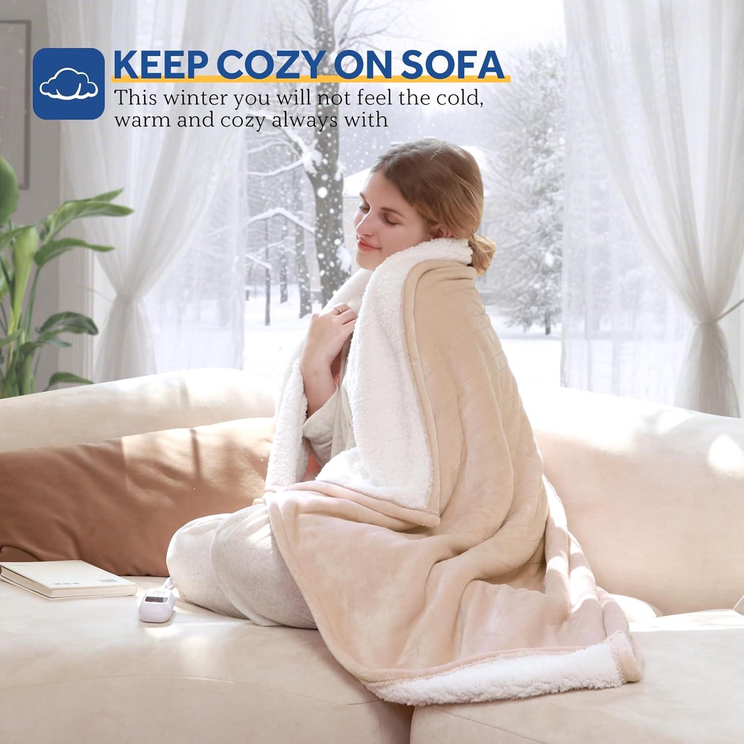 Manta Eléctrica Sealy 127x152 cm Beige Reversible 6 Niveles