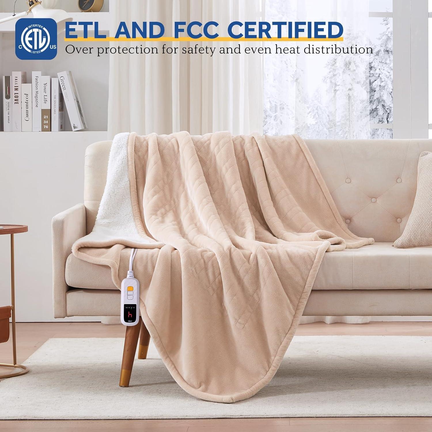 Manta Eléctrica Sealy 127x152 cm Beige Reversible 6 Niveles