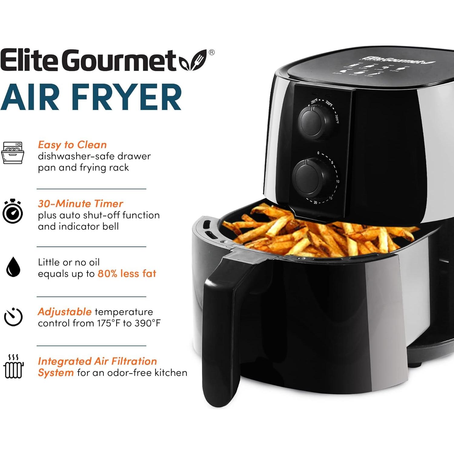 Freidora de Aire Digital Elite Gourmet EAF-4617X 4L 1350W