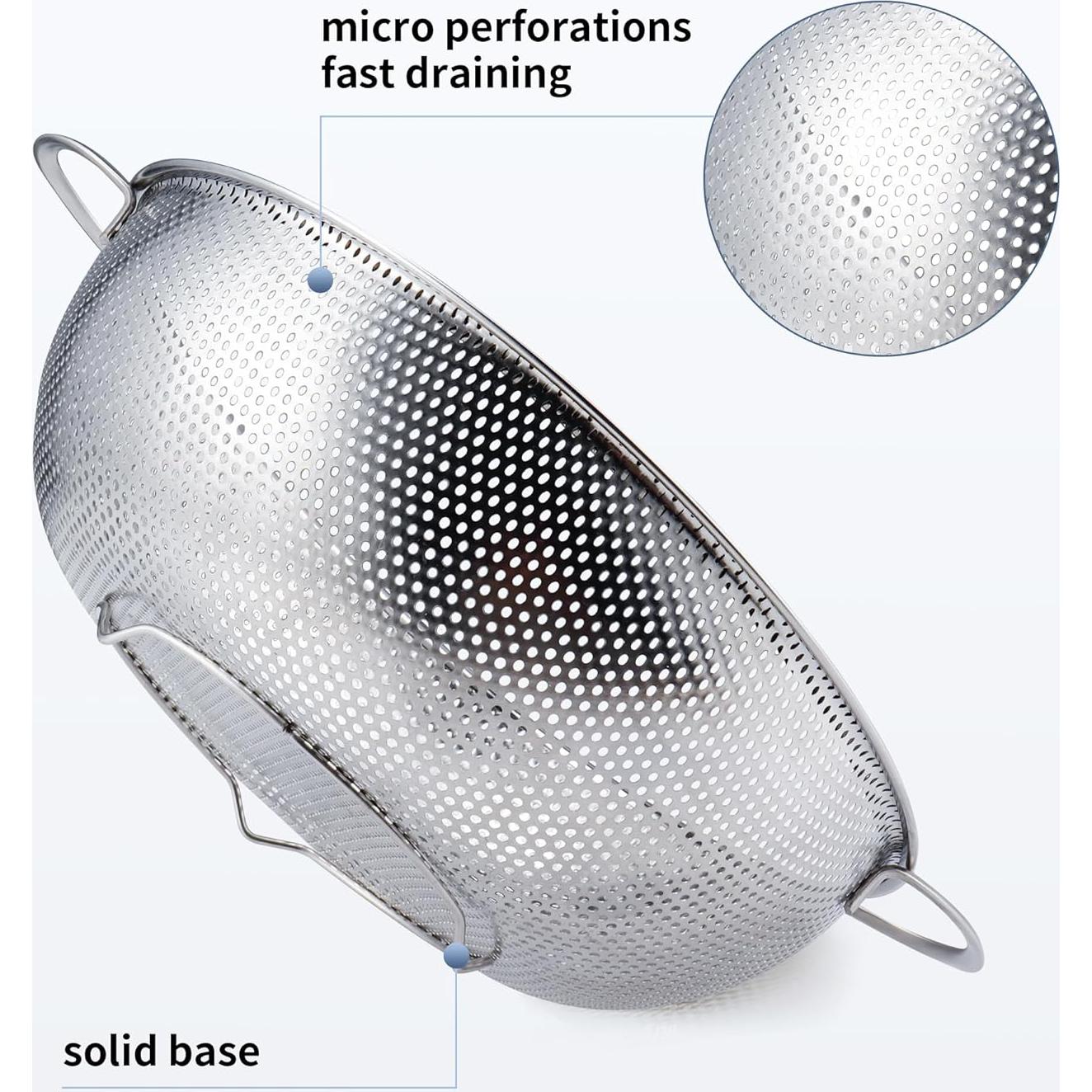 Colador de Acero Inoxidable Gulex 3QT con Base y Apto Lavavajillas