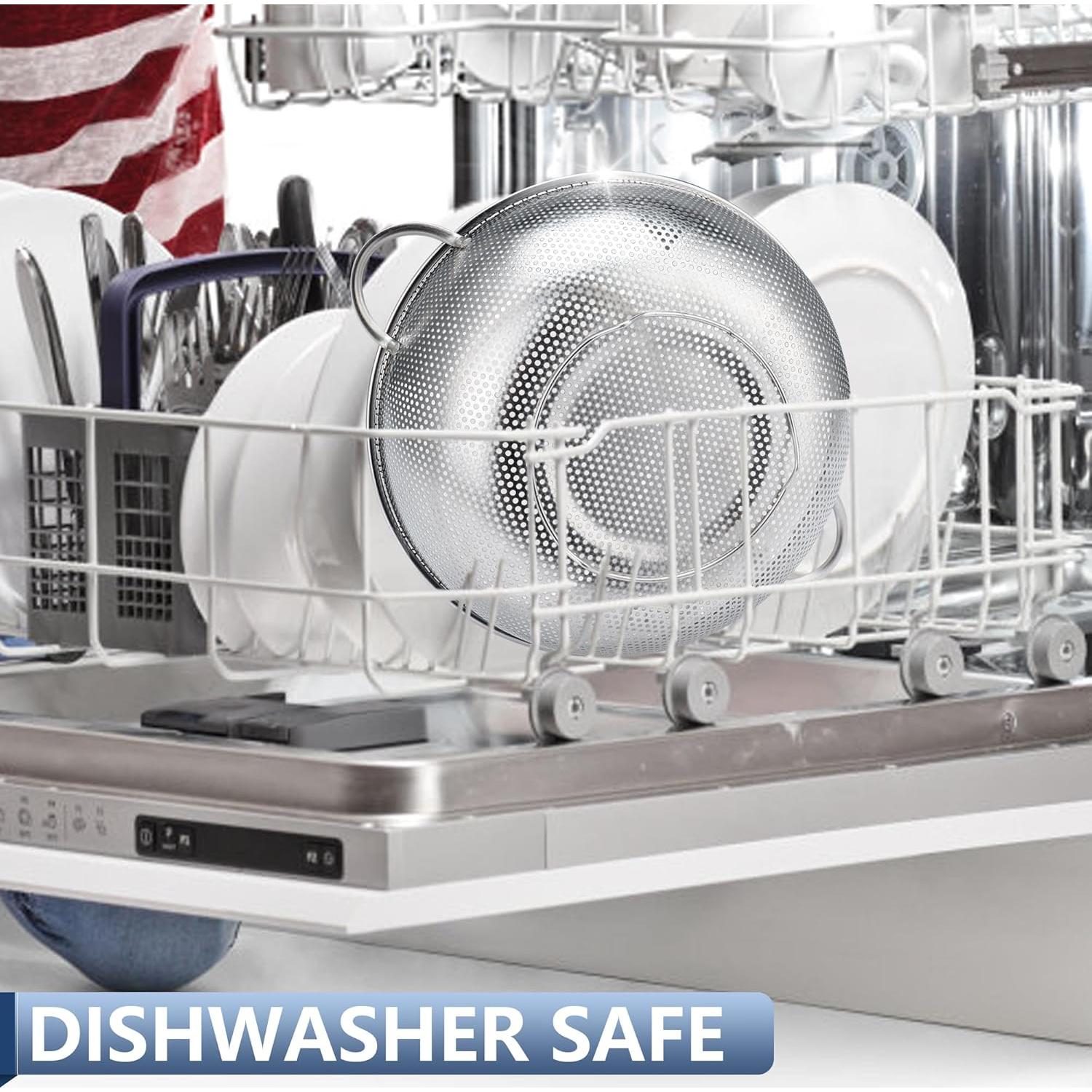 Colador de Acero Inoxidable Gulex 3QT con Base y Apto Lavavajillas