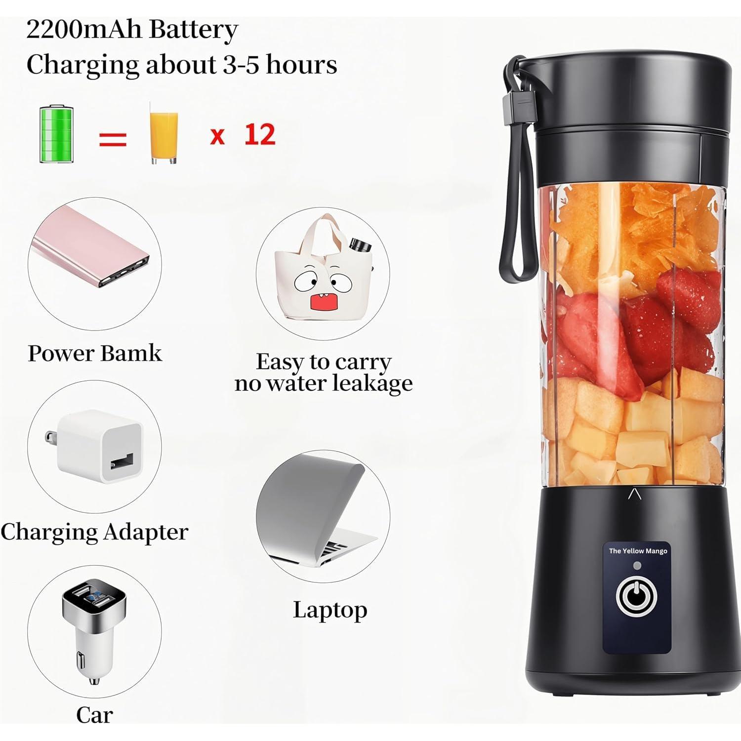 Licuadora USB Portátil The Yellow Mango 380ml 6 Cuchillas