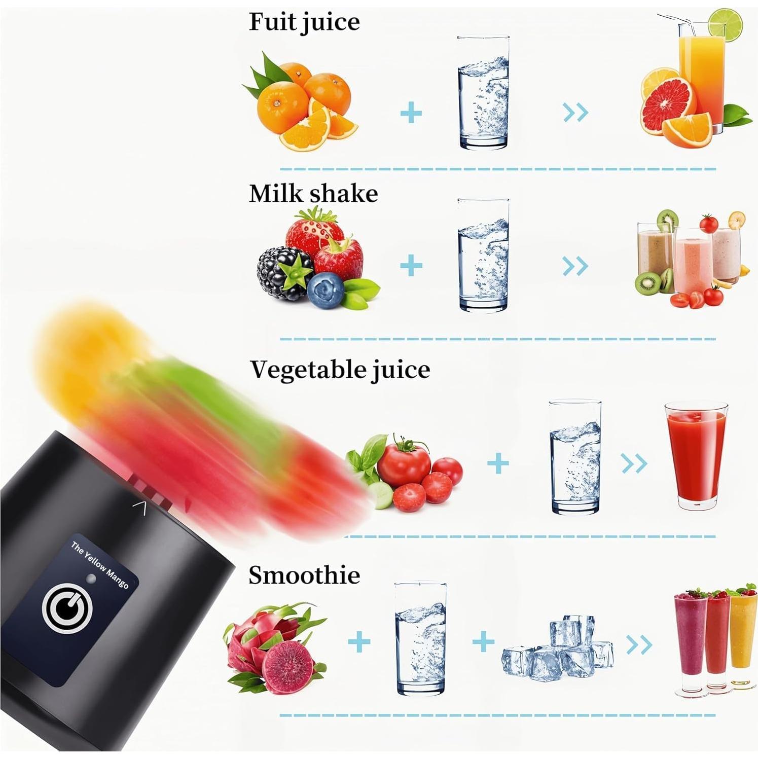 Licuadora USB Portátil The Yellow Mango 380ml 6 Cuchillas