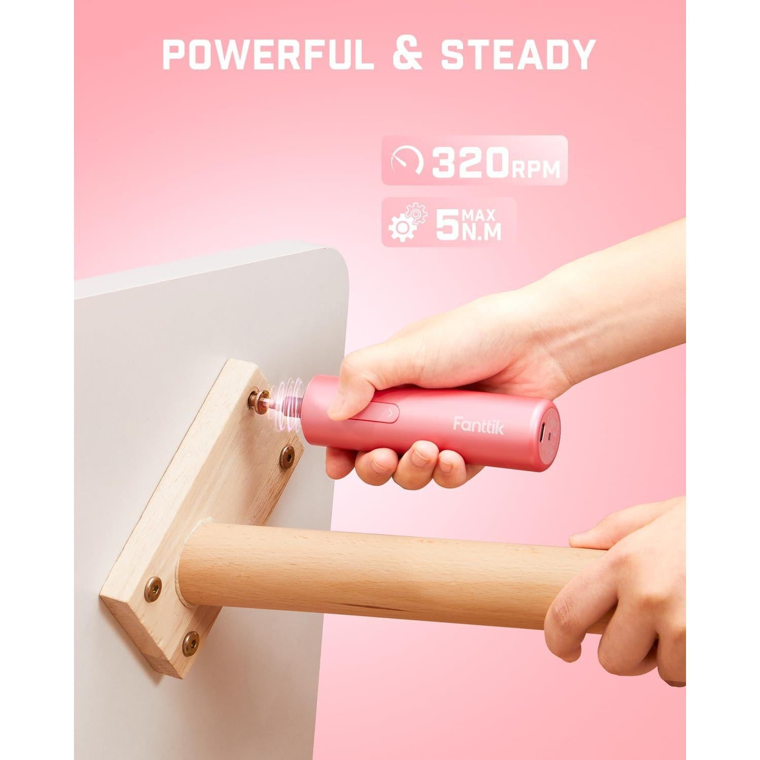 Destornillador Inalámbrico Fanttik NEX S1 Rosa 320 RPM