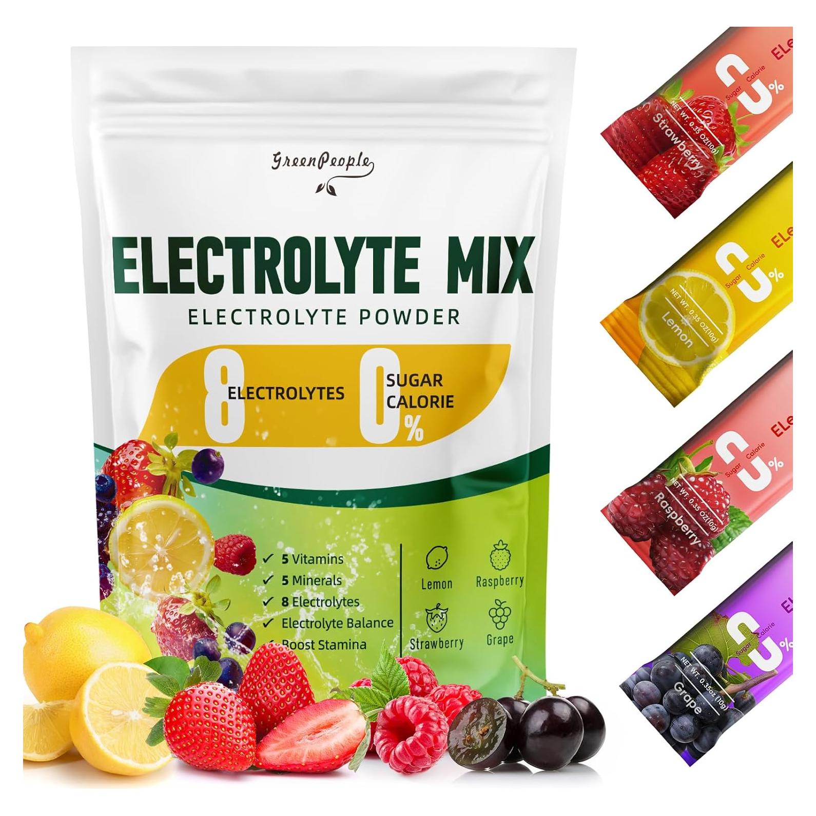 Polvo de Electrolitos Sin Azúcar GREENPEOPLE 156g - 8 Electrolitos