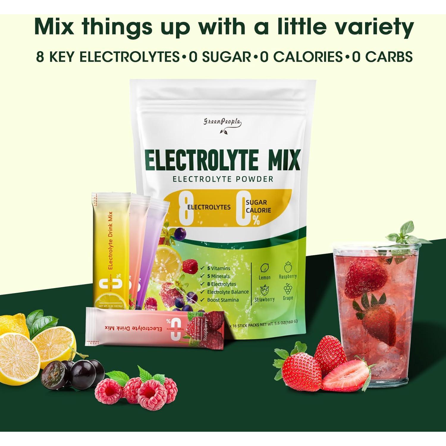 Polvo de Electrolitos Sin Azúcar GREENPEOPLE 156g - 8 Electrolitos
