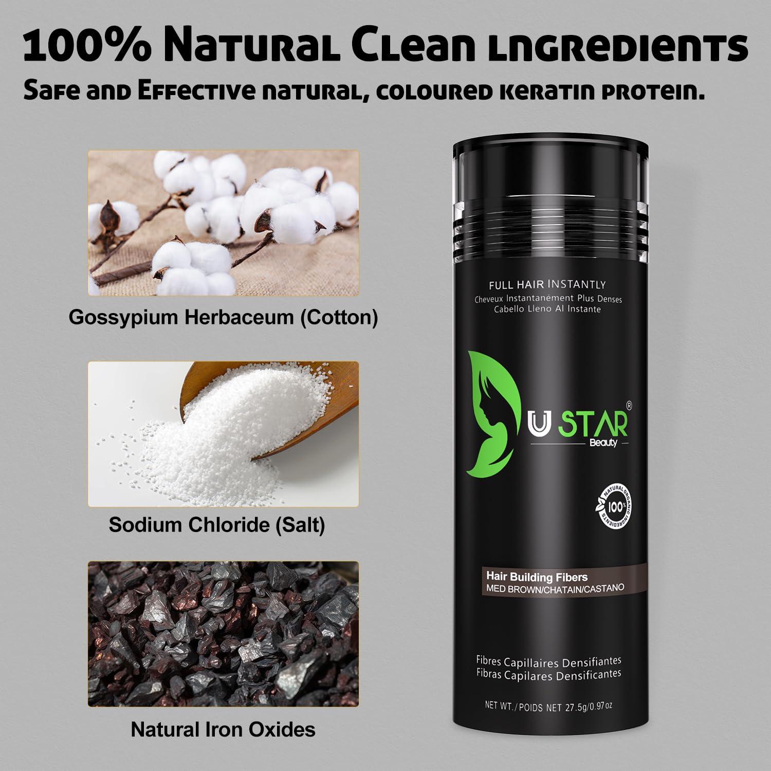 Fibras Capilares Ustar 12g para Cabello Ralo - Marrón Claro