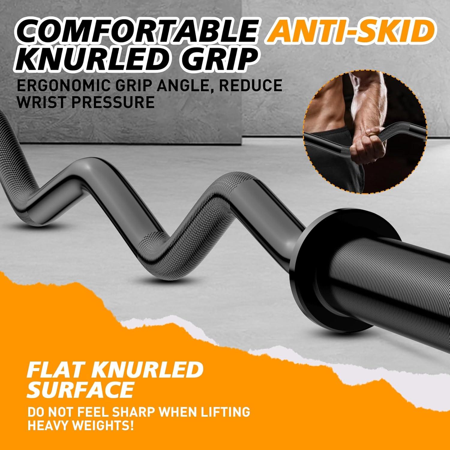 Barra de Curl EZ Olímpica LAVVON 120 cm Acero Cromado 227 kg