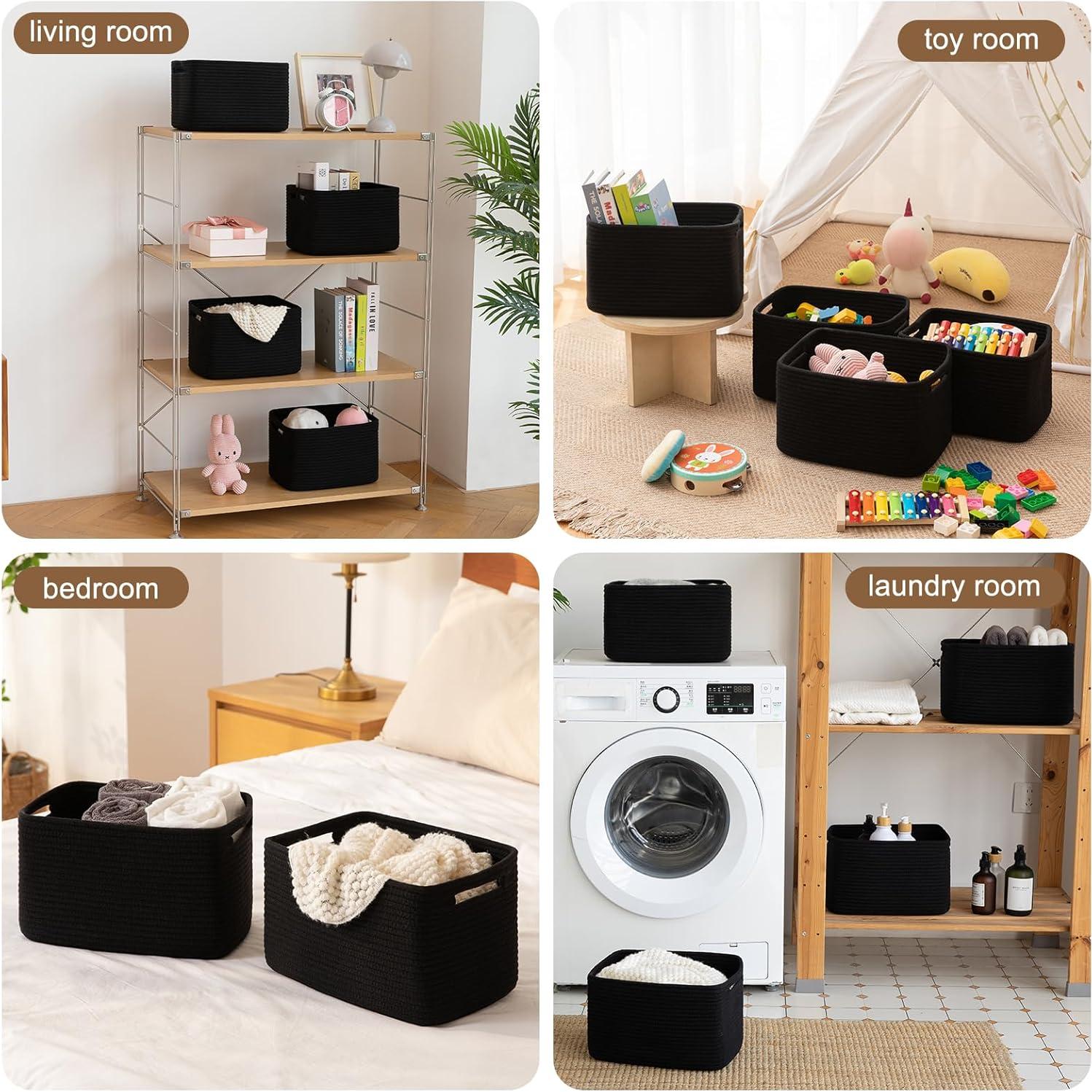 Cestas de Almacenamiento Tejidas OIASKET 4 Piezas 33x22.9x19.8cm