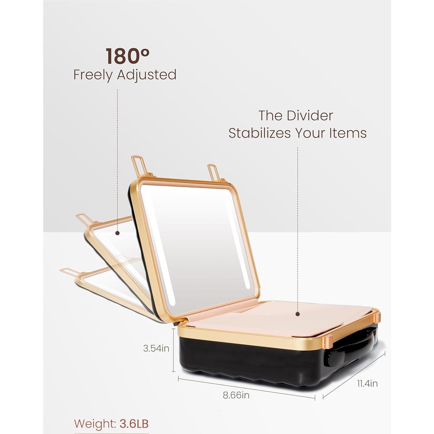 Estuche de Maquillaje Portátil ROWNYEON con Espejo Iluminado 29x22cm