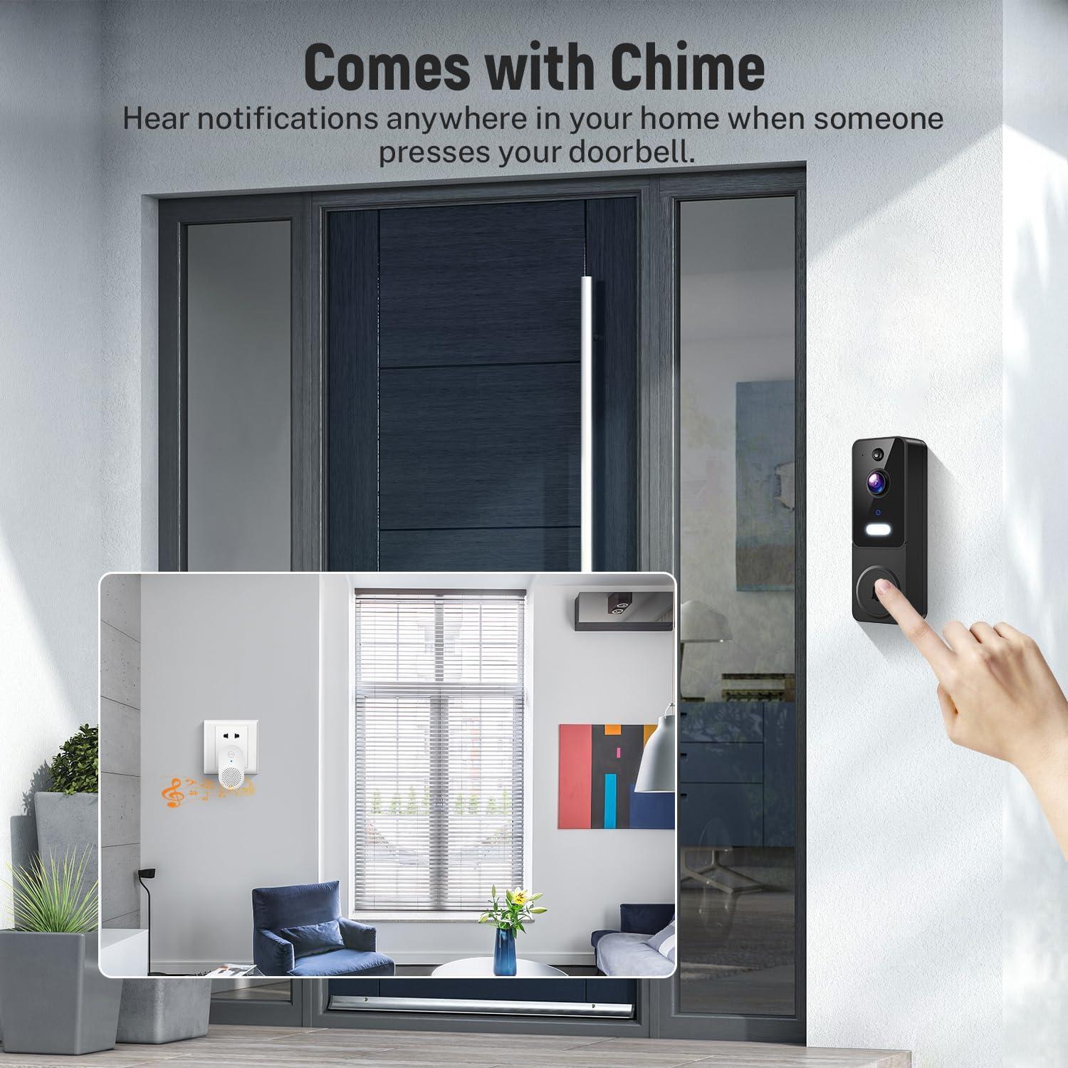 Cámara Timbre Video Inalámbrica FineLuck P80 1080p Negro