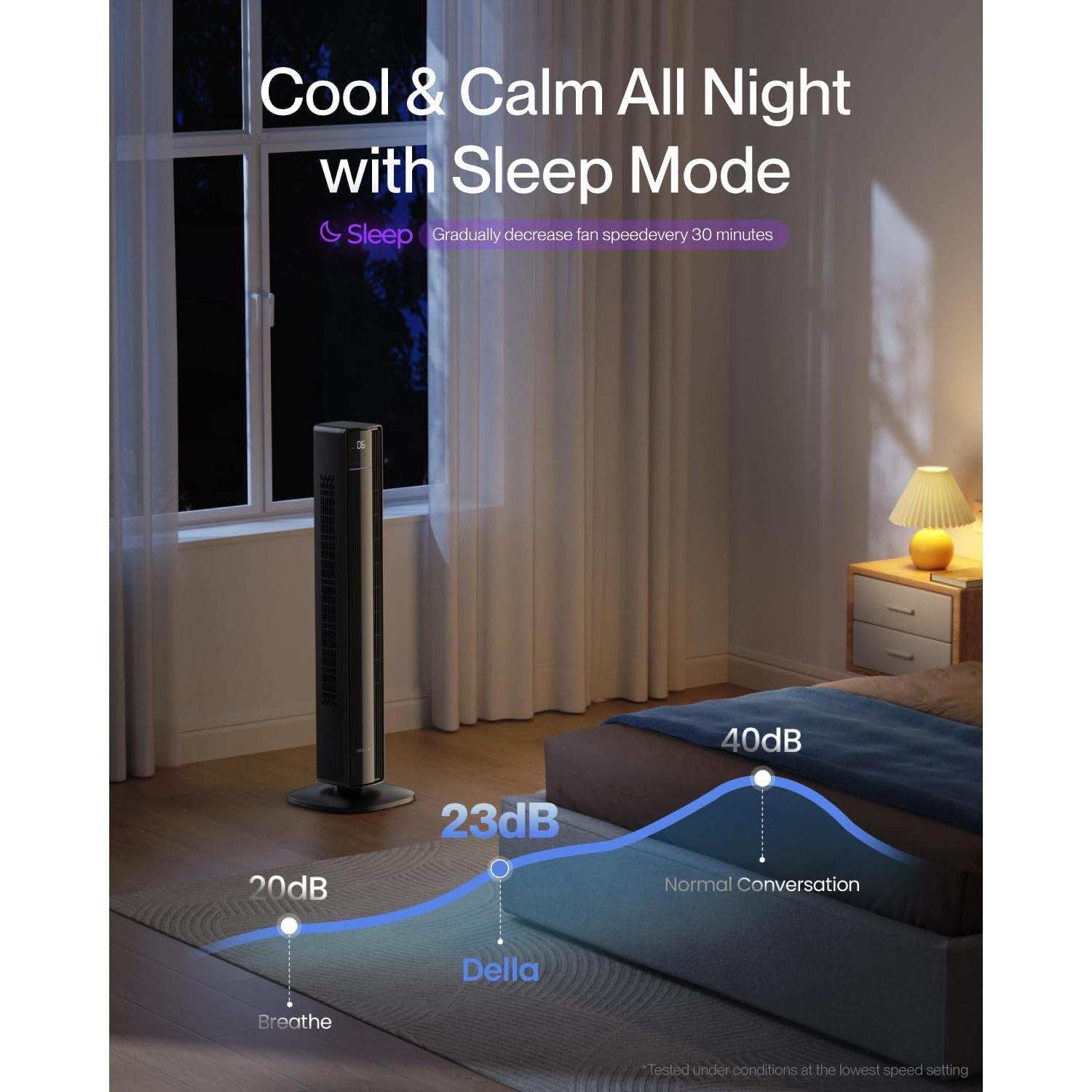 Ventilador Torre Inteligente Della TF01S-BK 42" 12 Velocidades