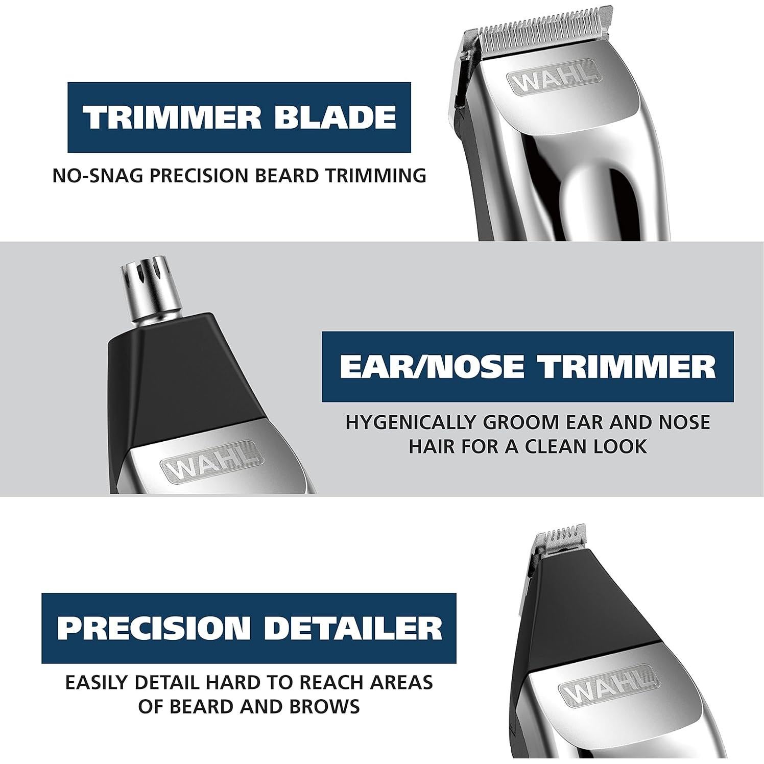 Recortadora de Barba Wahl USA 9854-600B Recargable 14 Piezas