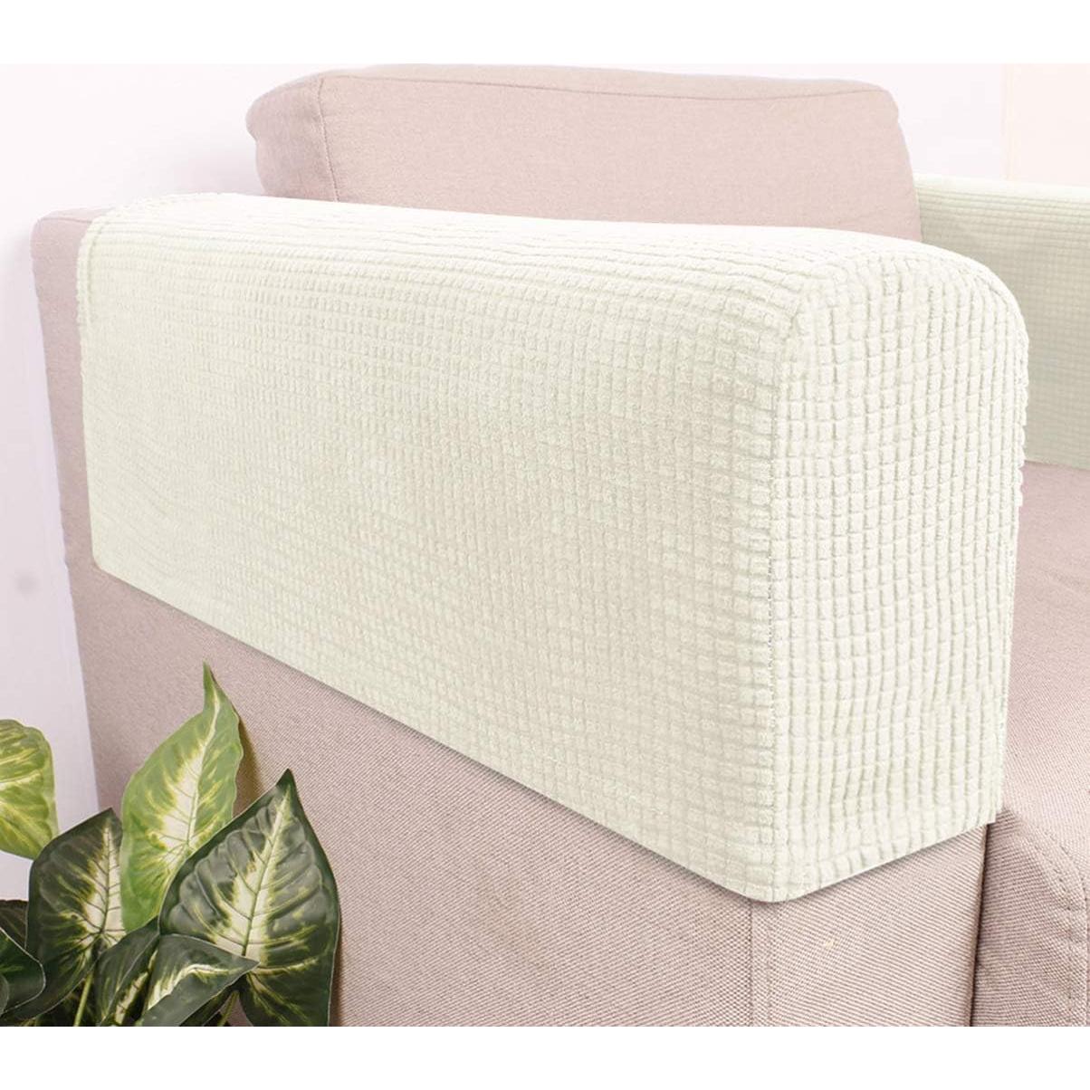 Fundas de Brazo de Sofá RCFINE 2 Pcs Antideslizantes Beige