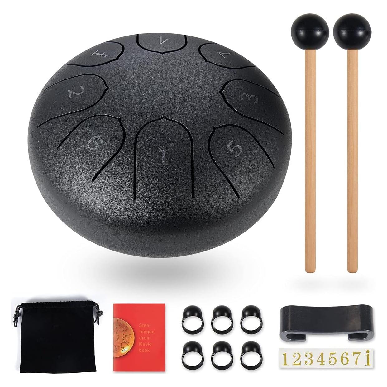 Tambor de Lluvia de Acero WDGOD 15.24 cm 8 Notas Negro