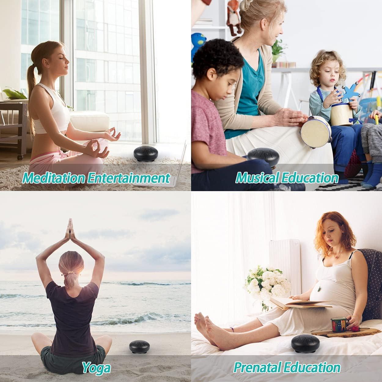 Tambor de Lluvia de Acero WDGOD 15.24 cm 8 Notas Negro