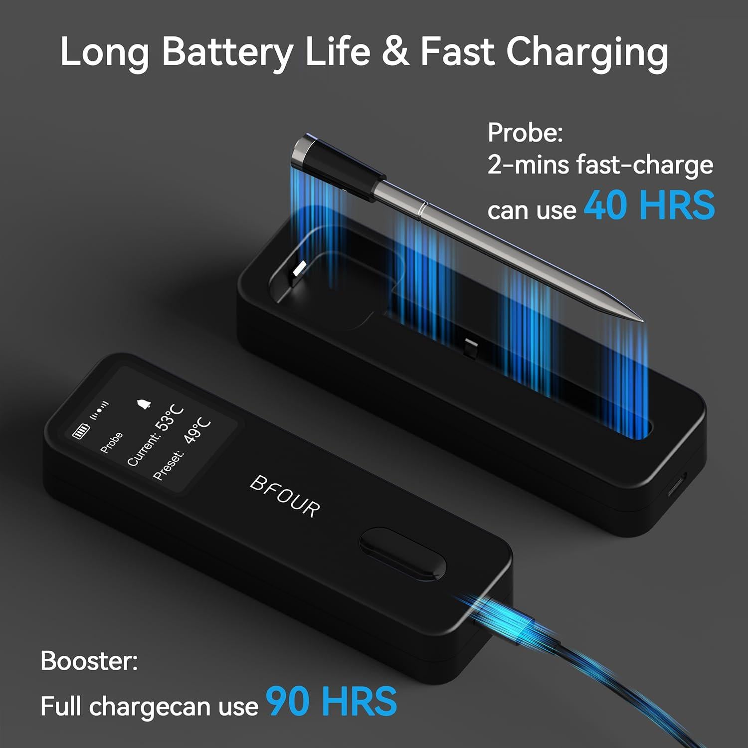 Termómetro de Carne Digital Inalámbrico BFOUR BF-30 PRO 160m