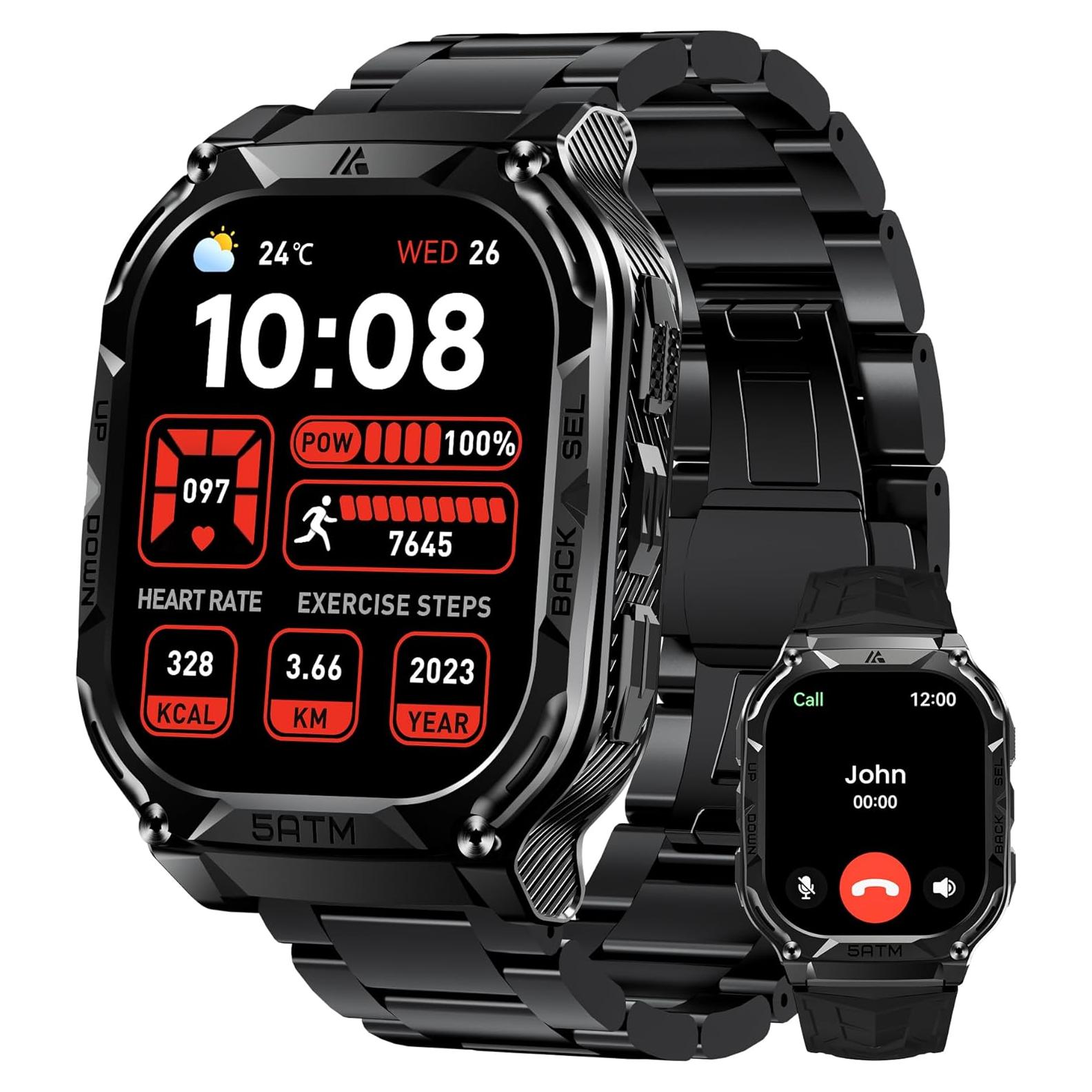Reloj Inteligente GPS AMAZTIM M3E para Hombres, Acero Inoxidable, 50M