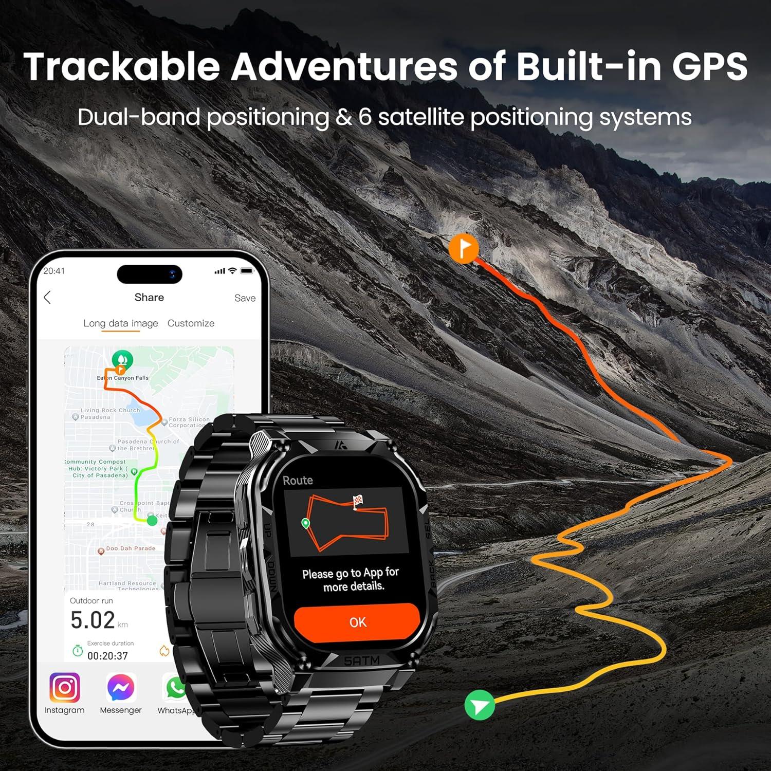 Reloj Inteligente GPS AMAZTIM M3E para Hombres, Acero Inoxidable, 50M