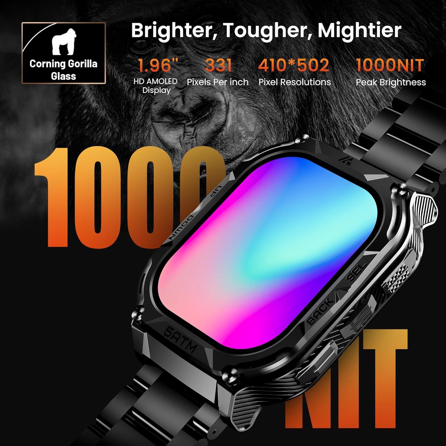 Reloj Inteligente GPS AMAZTIM M3E para Hombres, Acero Inoxidable, 50M