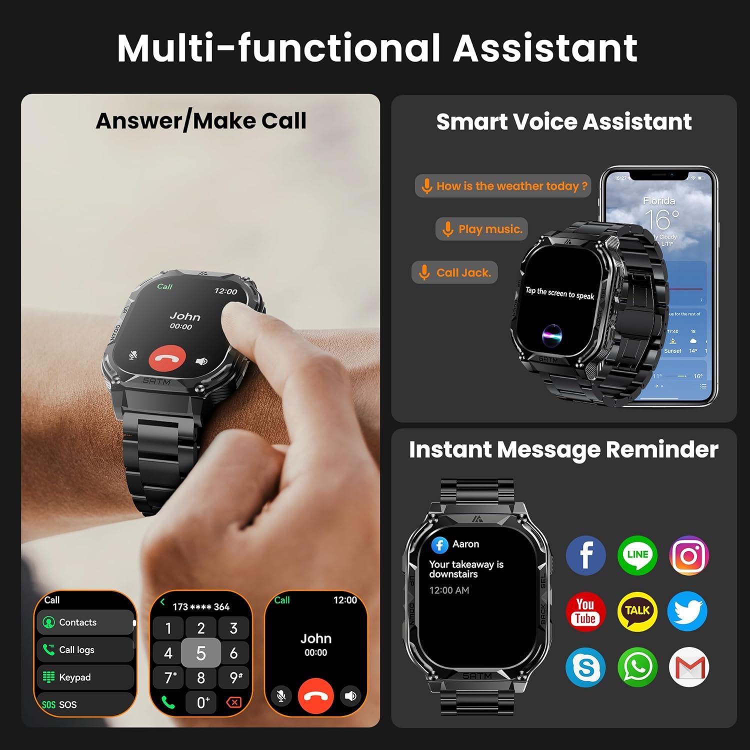 Reloj Inteligente GPS AMAZTIM M3E para Hombres, Acero Inoxidable, 50M