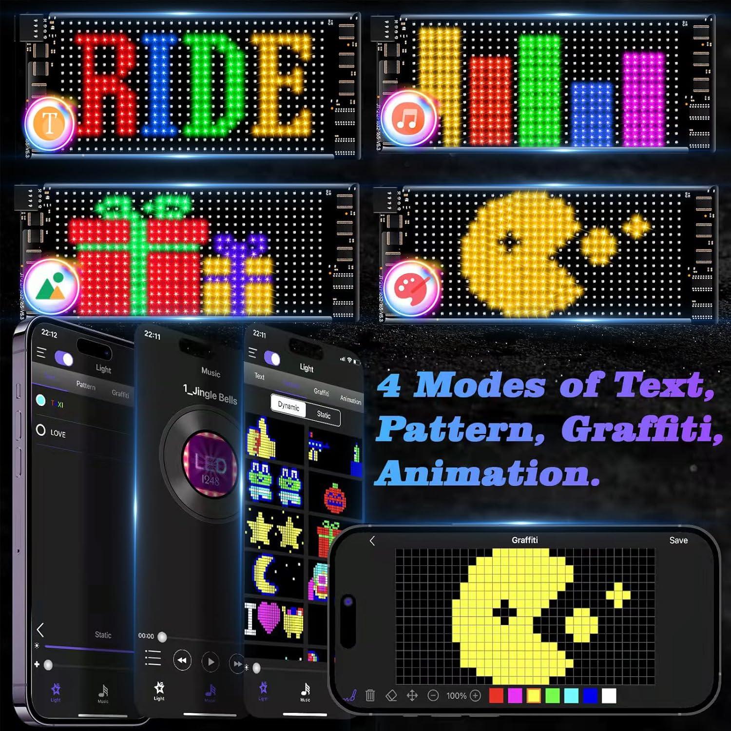 Cartel LED Desplazable SAOJAY 17.78x7.62cm USB Bluetooth