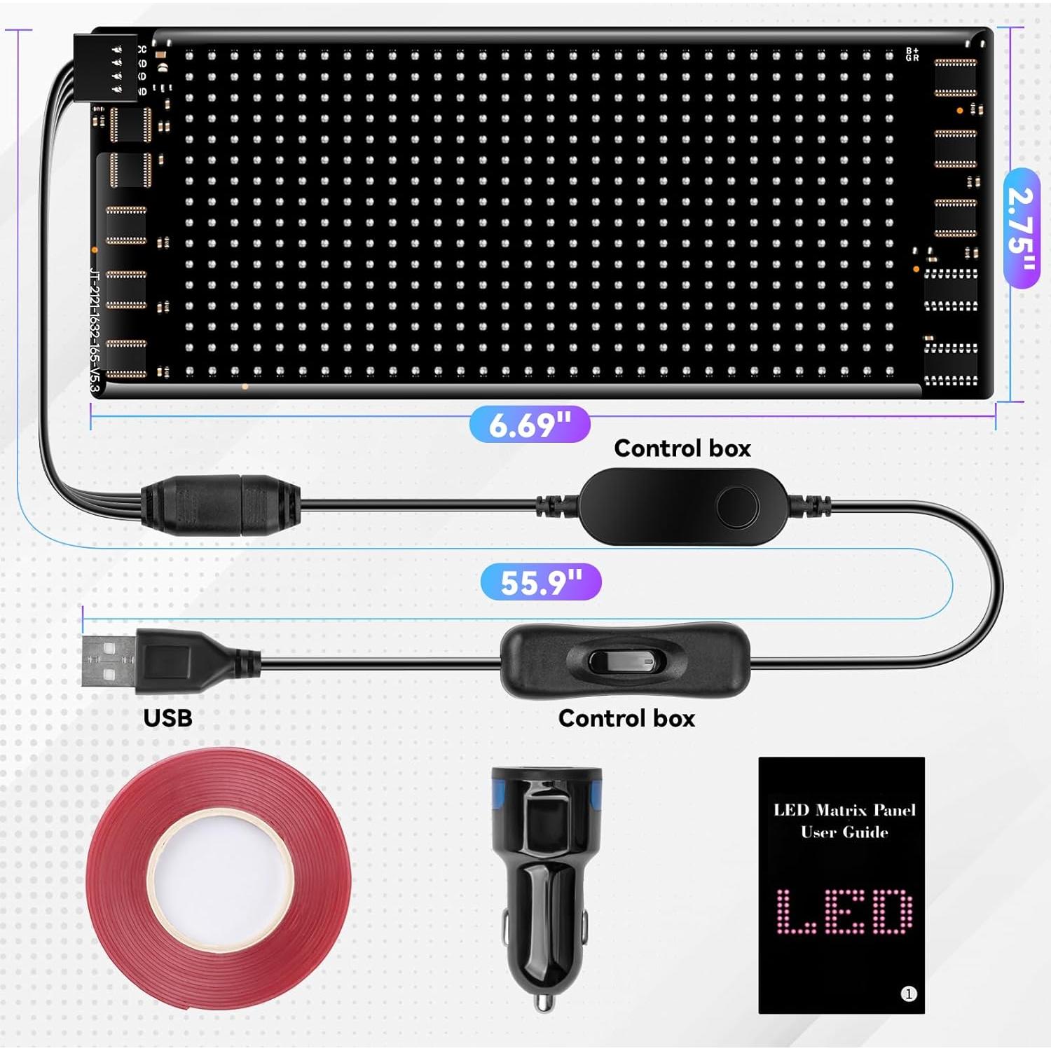 Cartel LED Desplazable SAOJAY 17.78x7.62cm USB Bluetooth