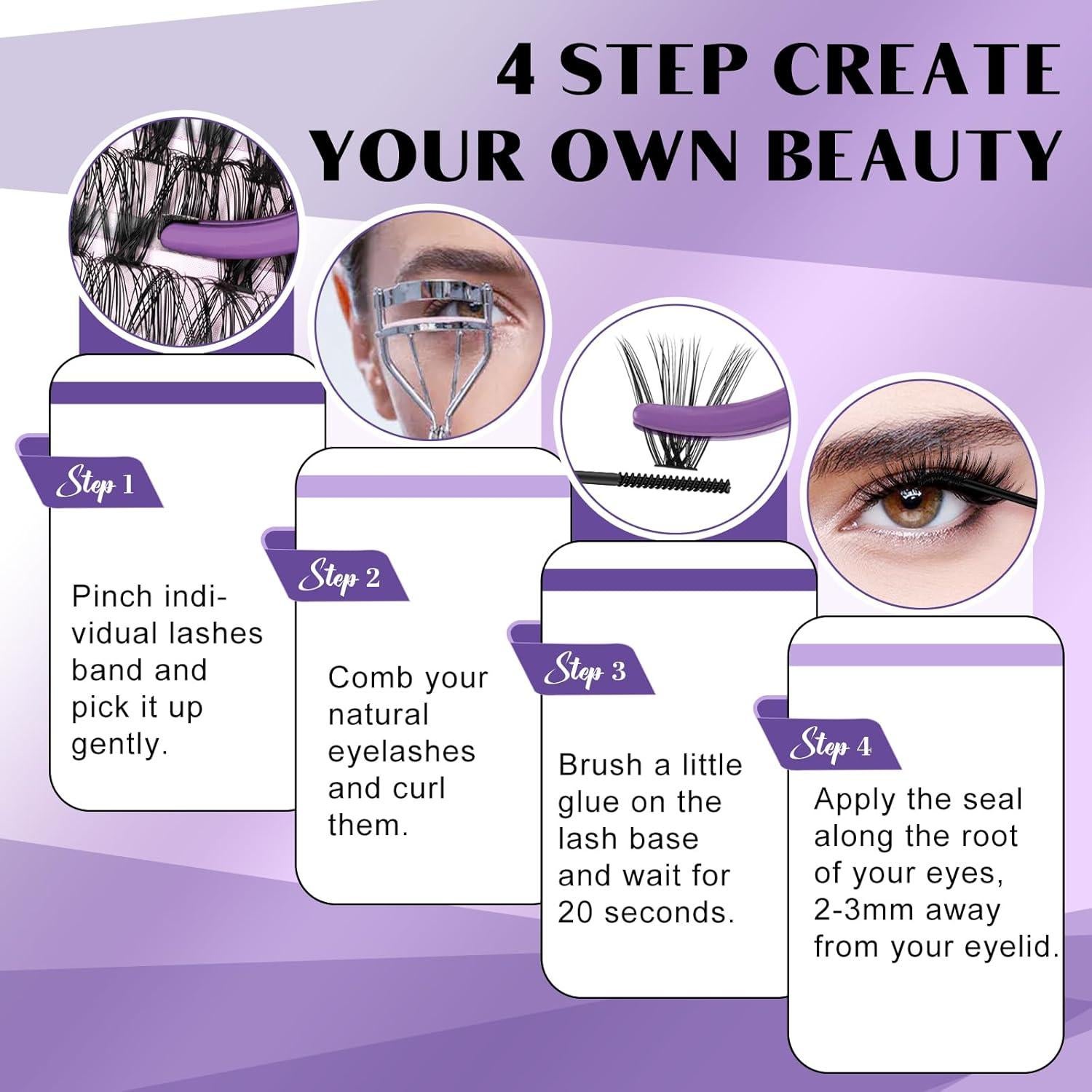 Kit de Extensión de Pestañas B&Qaugen 280pcs 9-16mm D Curl