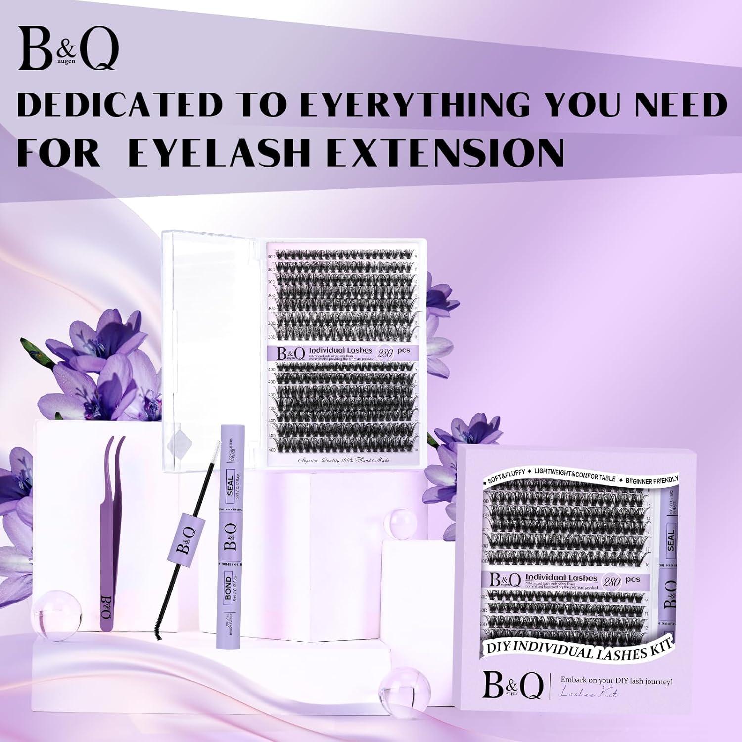 Kit de Extensión de Pestañas B&Qaugen 280pcs 9-16mm D Curl