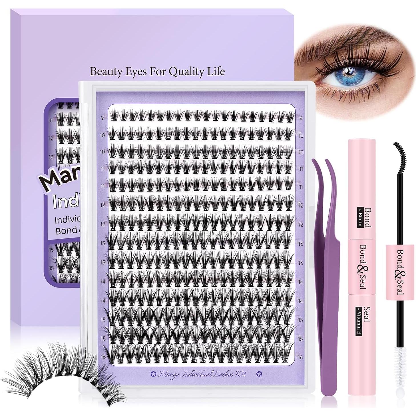 Kit de Extensión de Pestañas B&Qaugen 280 PCS 30D D Curl