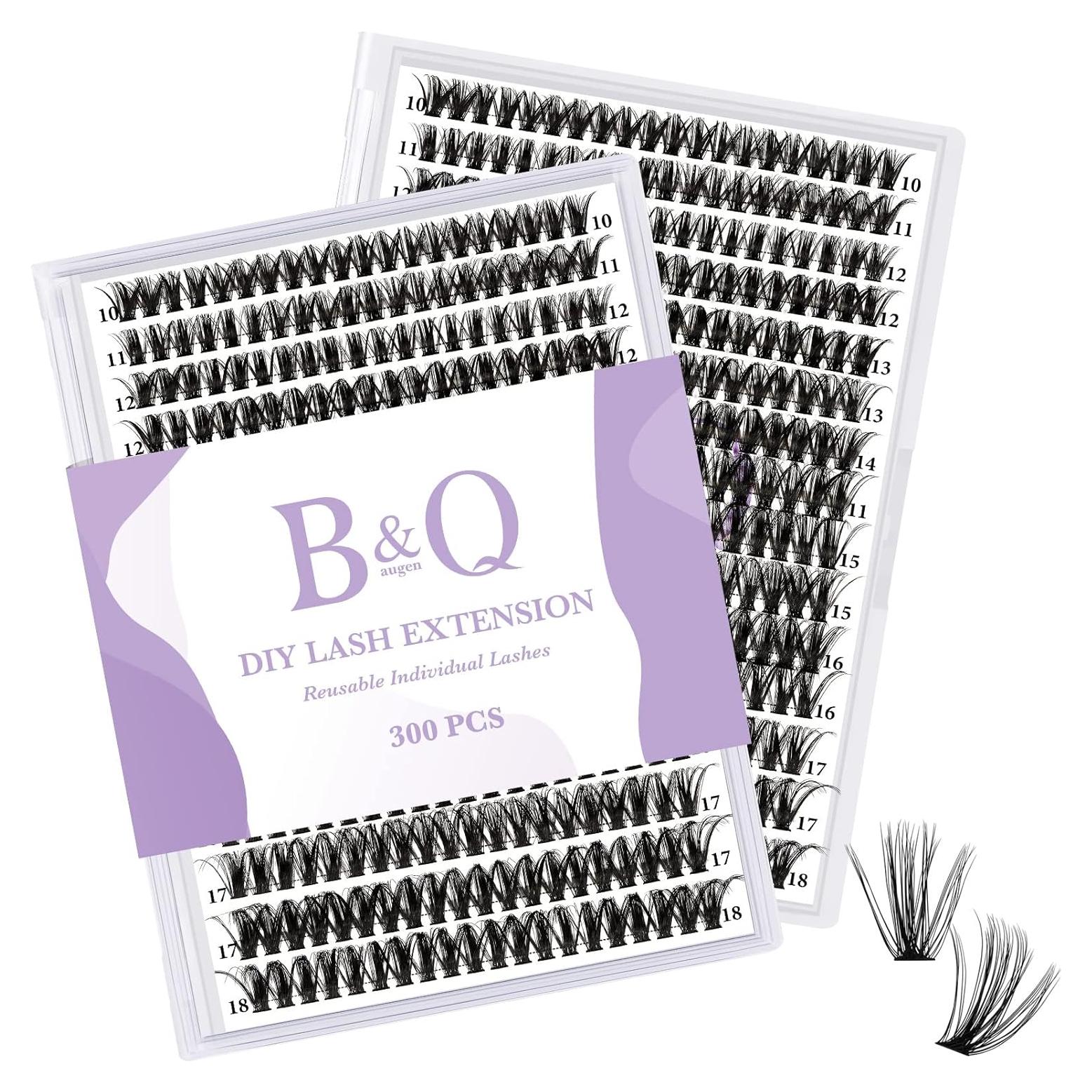 Pestañas Individuales B&Qaugen 300 PCS 50D DIY Clusters