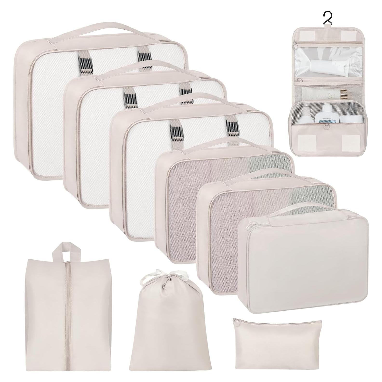 Set de 10 Cubos de Empaque para Viaje con Bolsa de Aseo