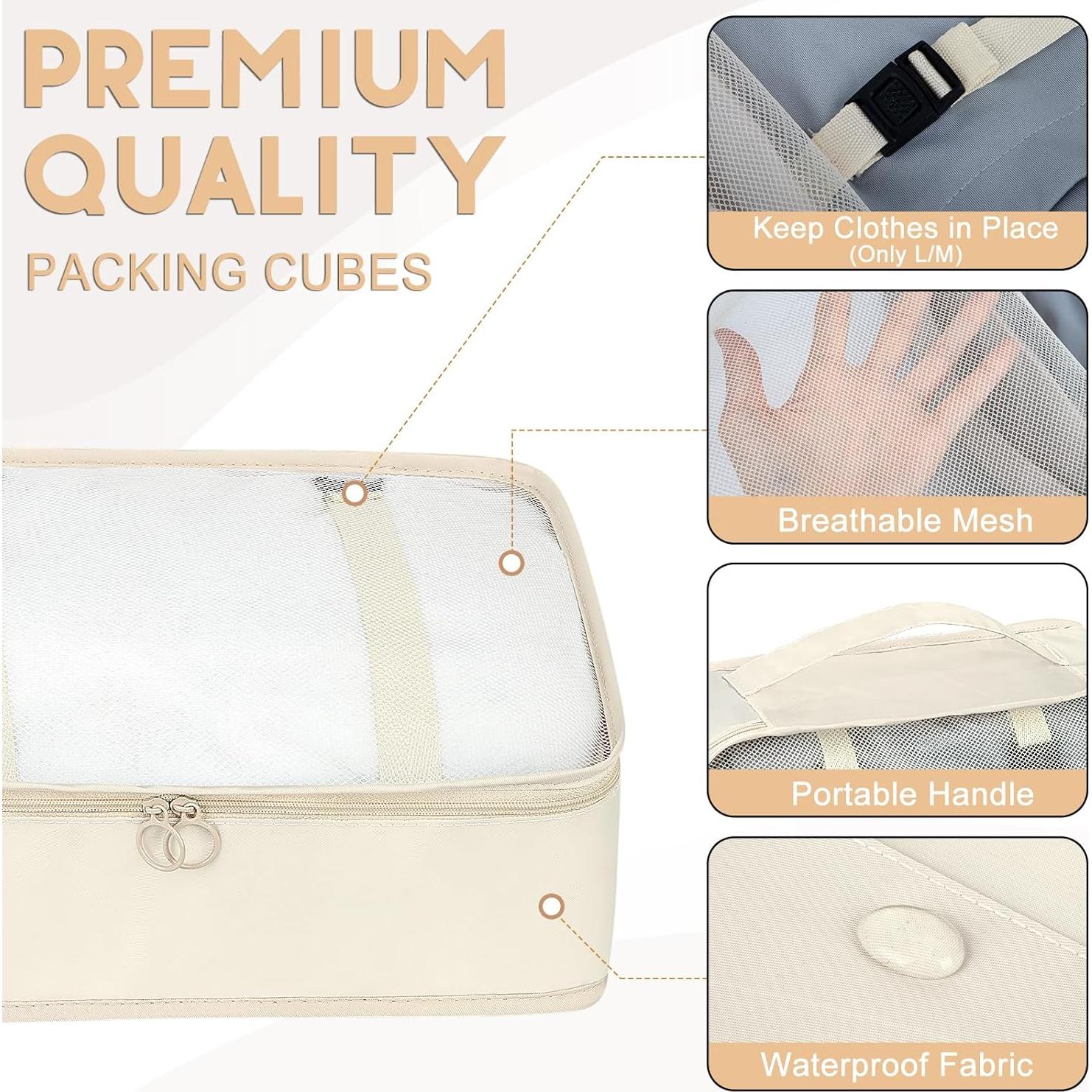 Set de 10 Cubos de Empaque para Viaje con Bolsa de Aseo