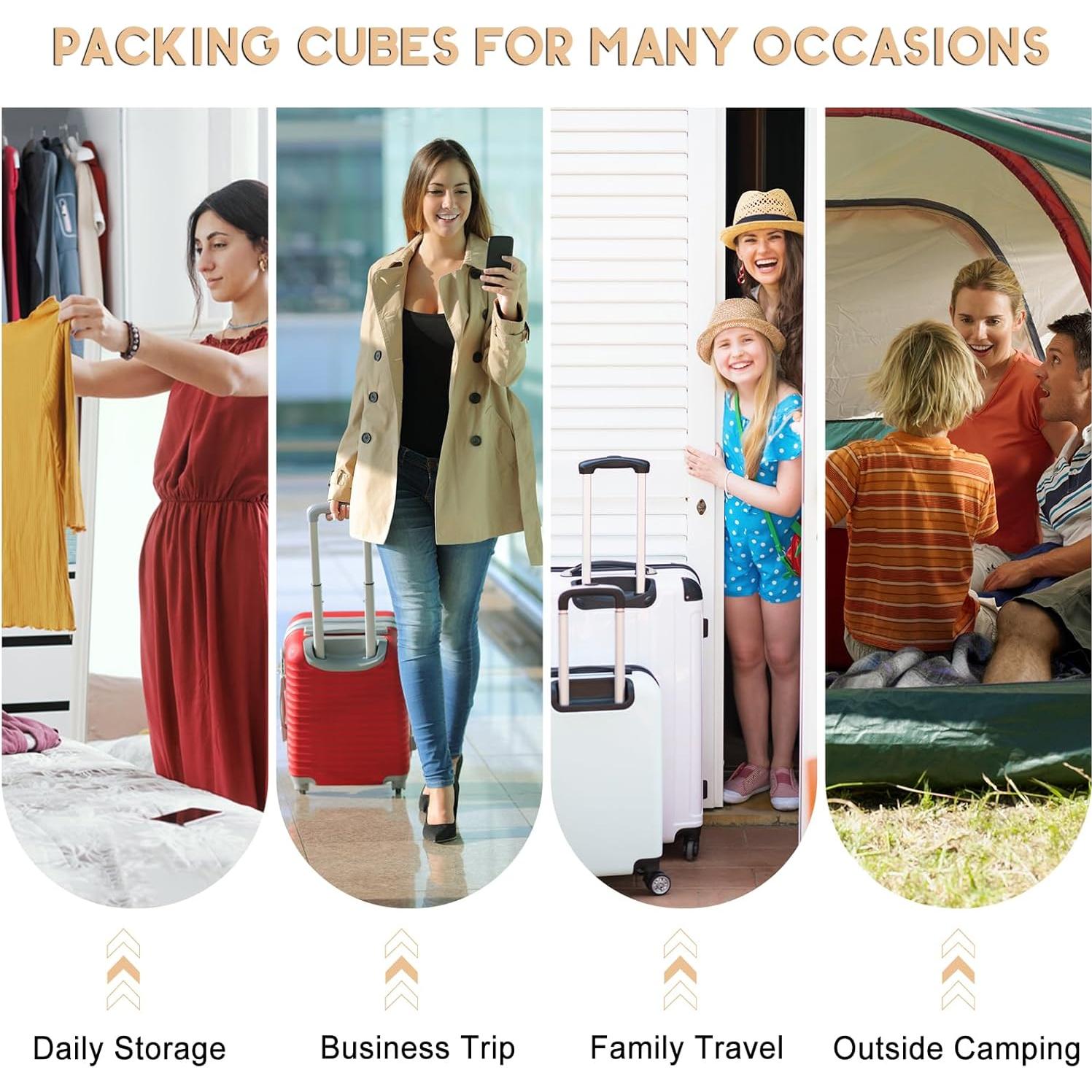 Set de 10 Cubos de Empaque para Viaje con Bolsa de Aseo