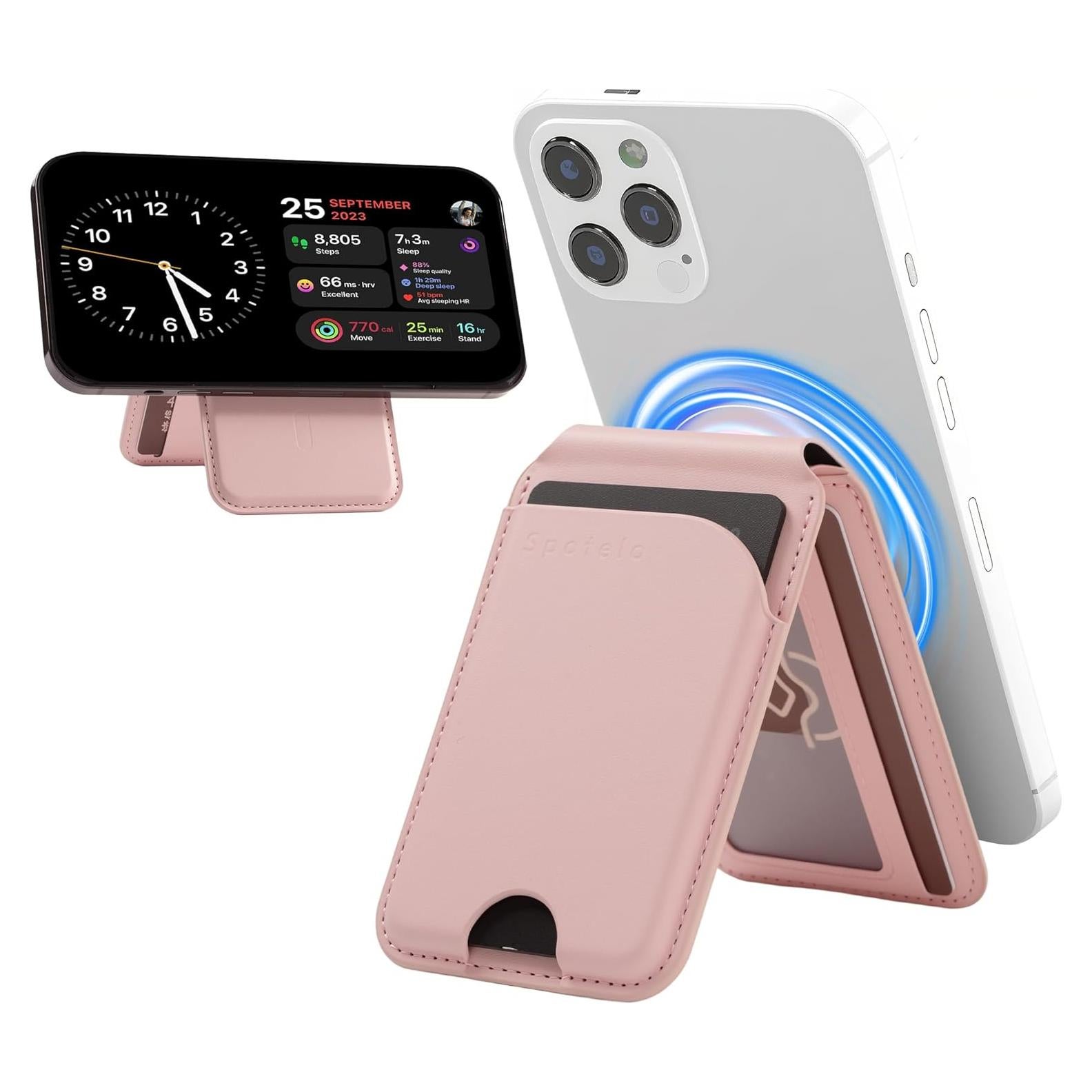 Billetera Magnética de Cuero Spotelo Rosa para iPhone 12-17