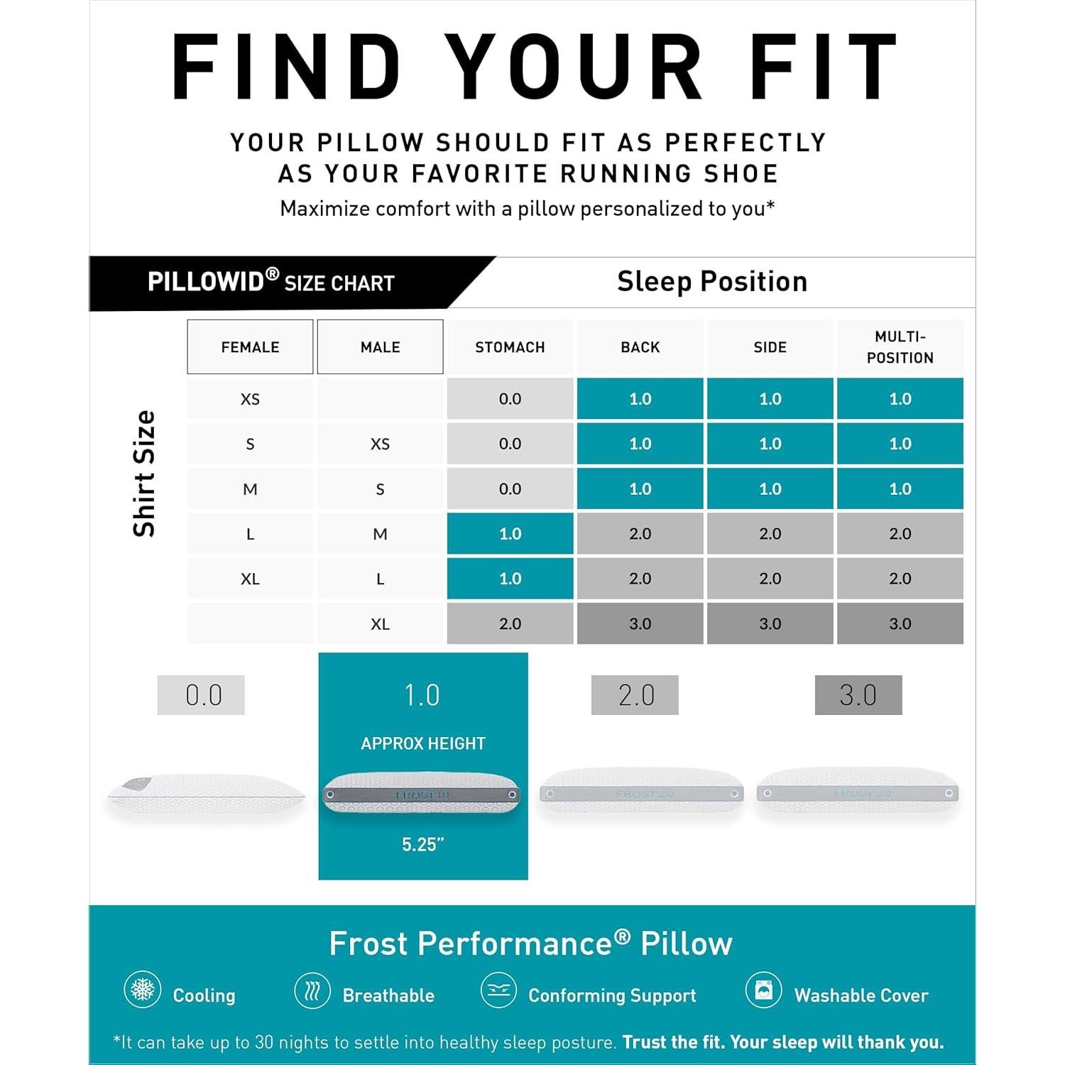 Almohada de Cama Refrigerante Bedgear 1.0 - Firmeza Media 50.8x66cm