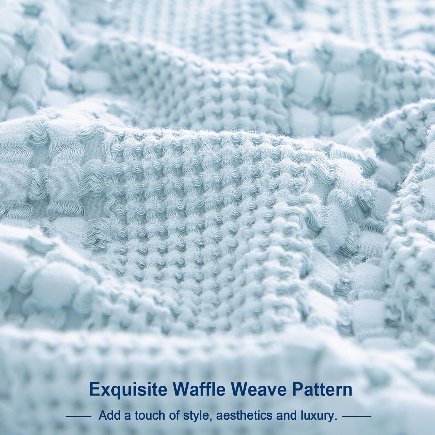 Fundas de Almohada Waffle PHF 100% Algodón 60.96x60.96 cm Azul Bebé