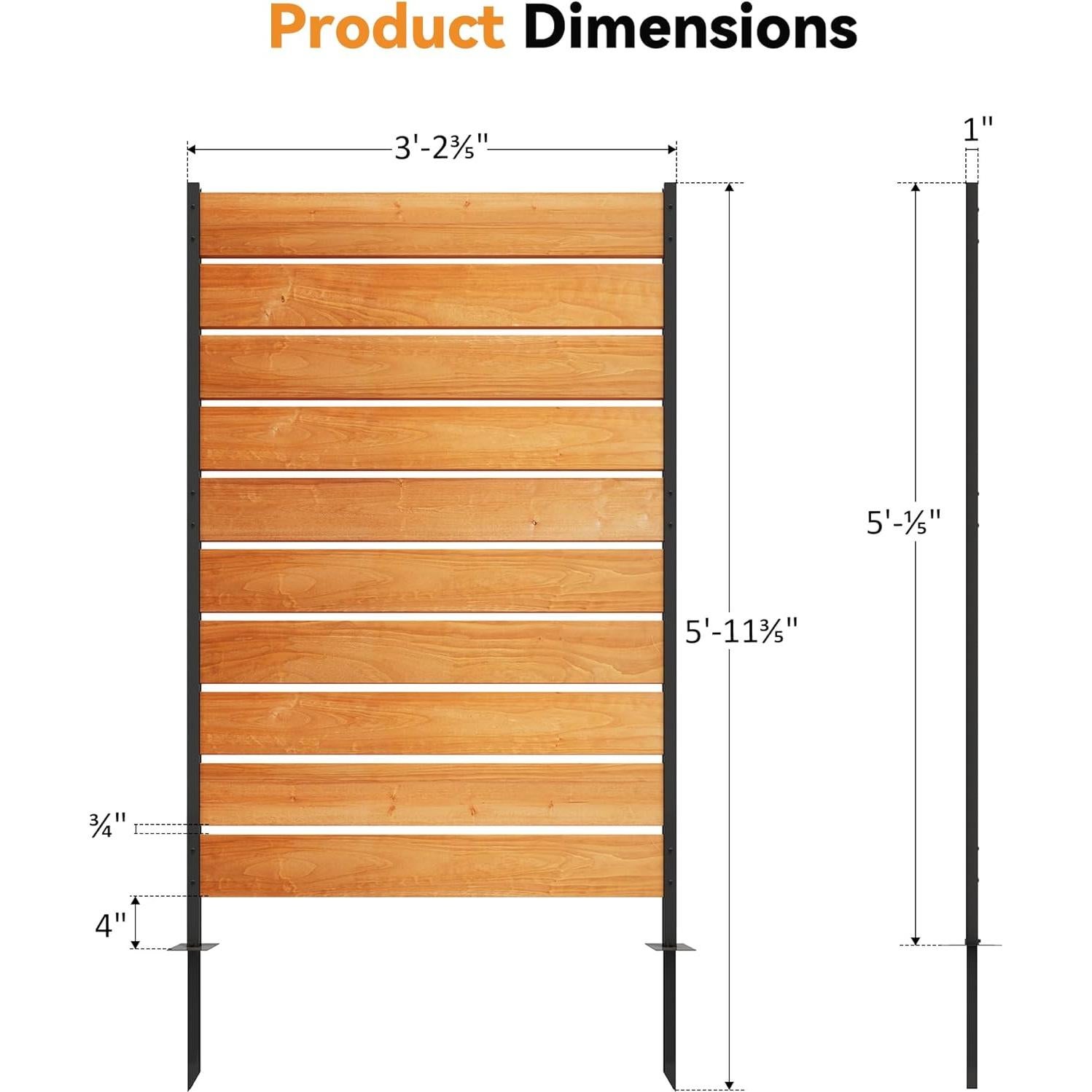 Pantalla de Privacidad de Madera Cedro 1 Panel 1.82 m x 0.98 m