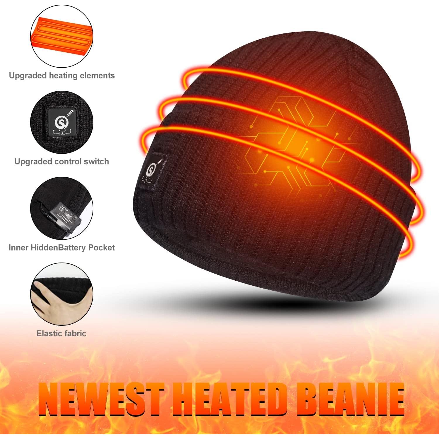 Gorro Térmico Eléctrico Calentado Unisex 7.4V Negro