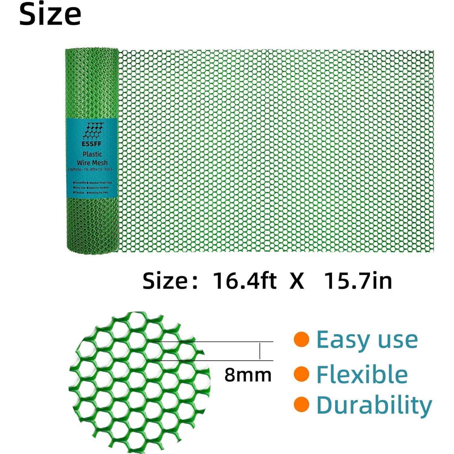 Malla Plástica Verde ESSFF 39.88cm x 5m para Jardín y Mascotas