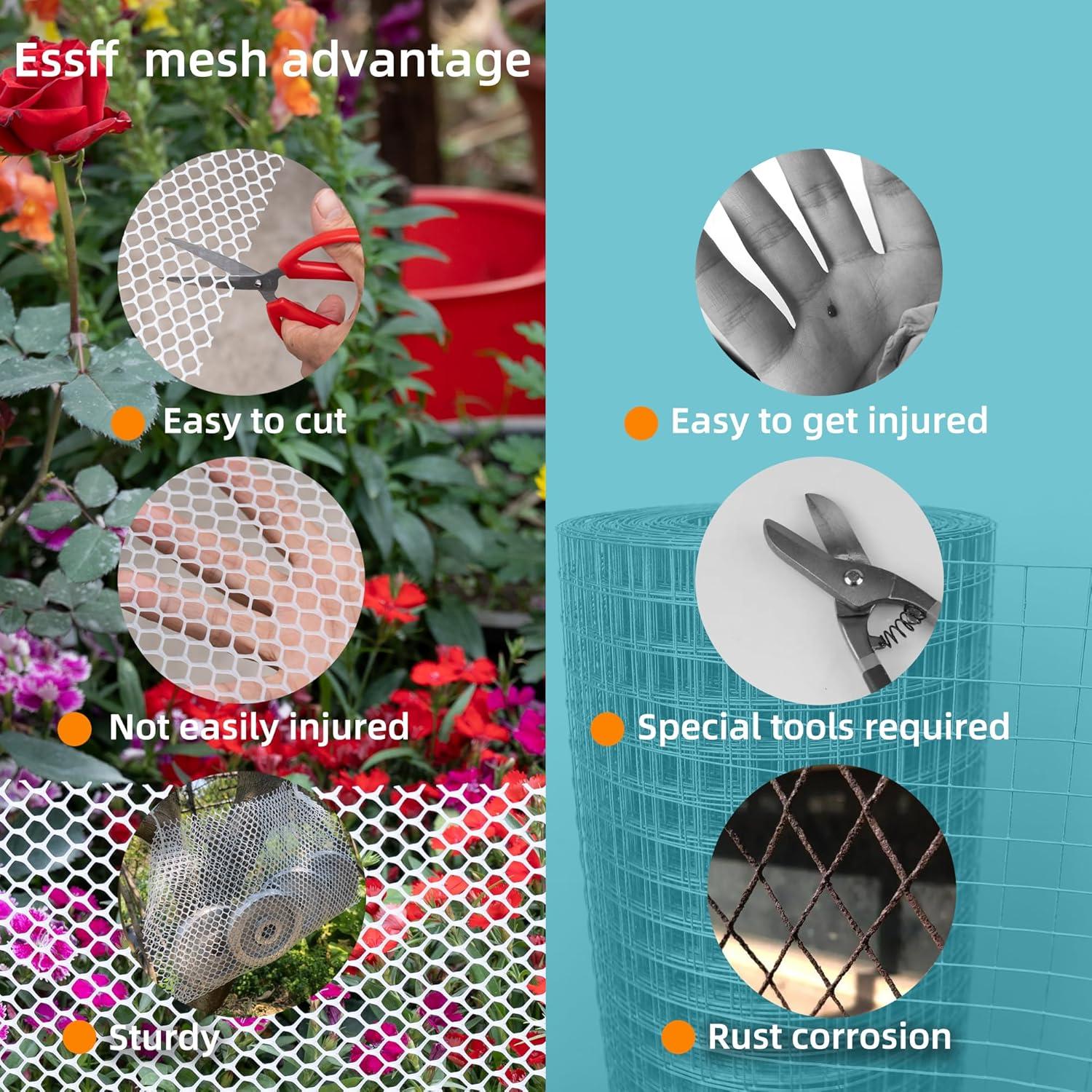 Malla Plástica Verde ESSFF 39.88cm x 5m para Jardín y Mascotas