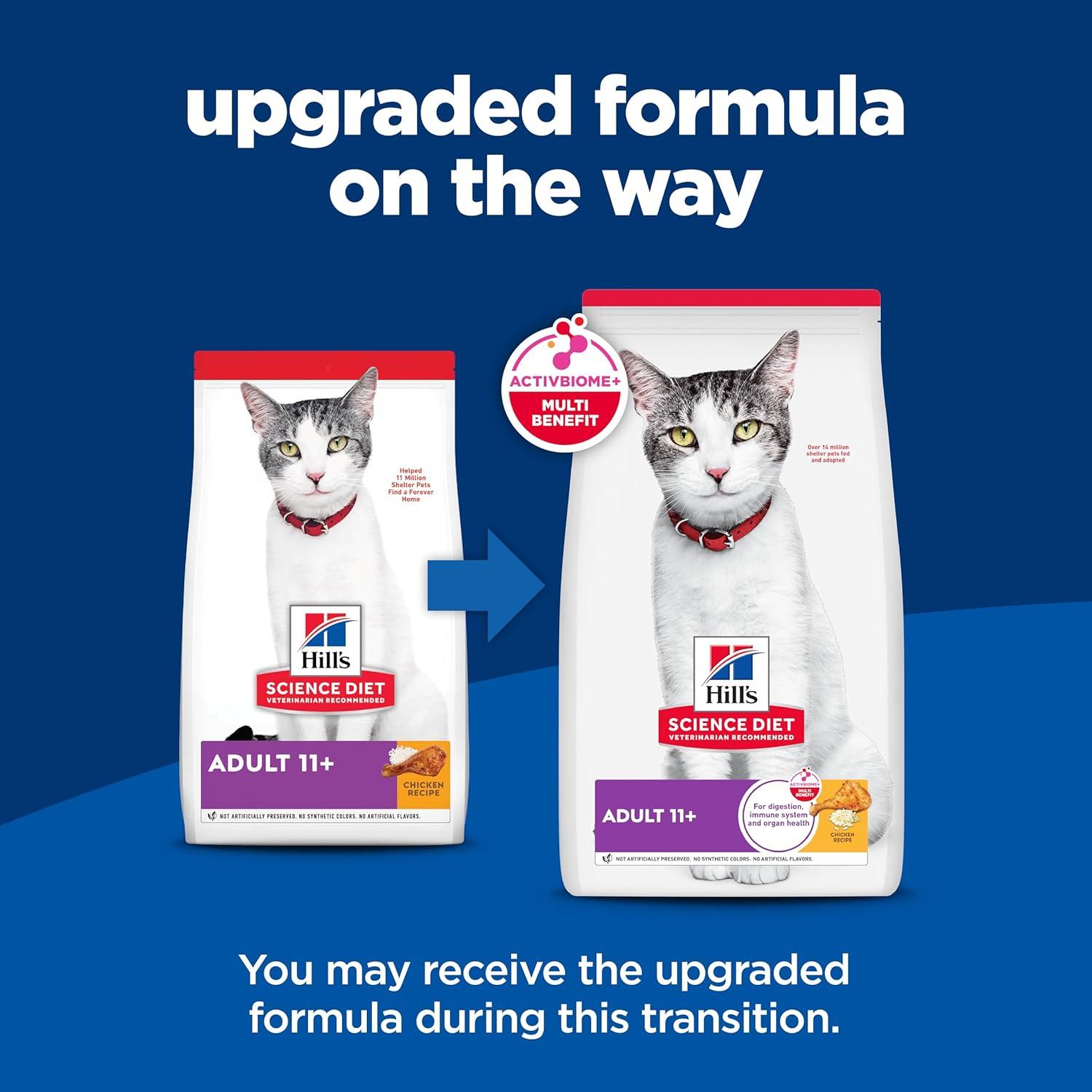 Comida Seca para Gatos Hill's Science Diet Adult 11+, Pollo, 1.58 kg