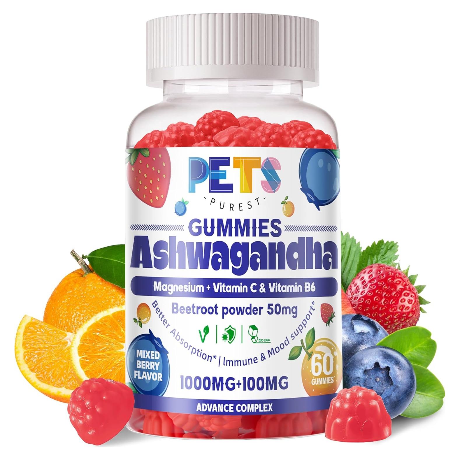 Gomitas de Ashwagandha y Vitamina D3 Pets Purest 60 Unidades