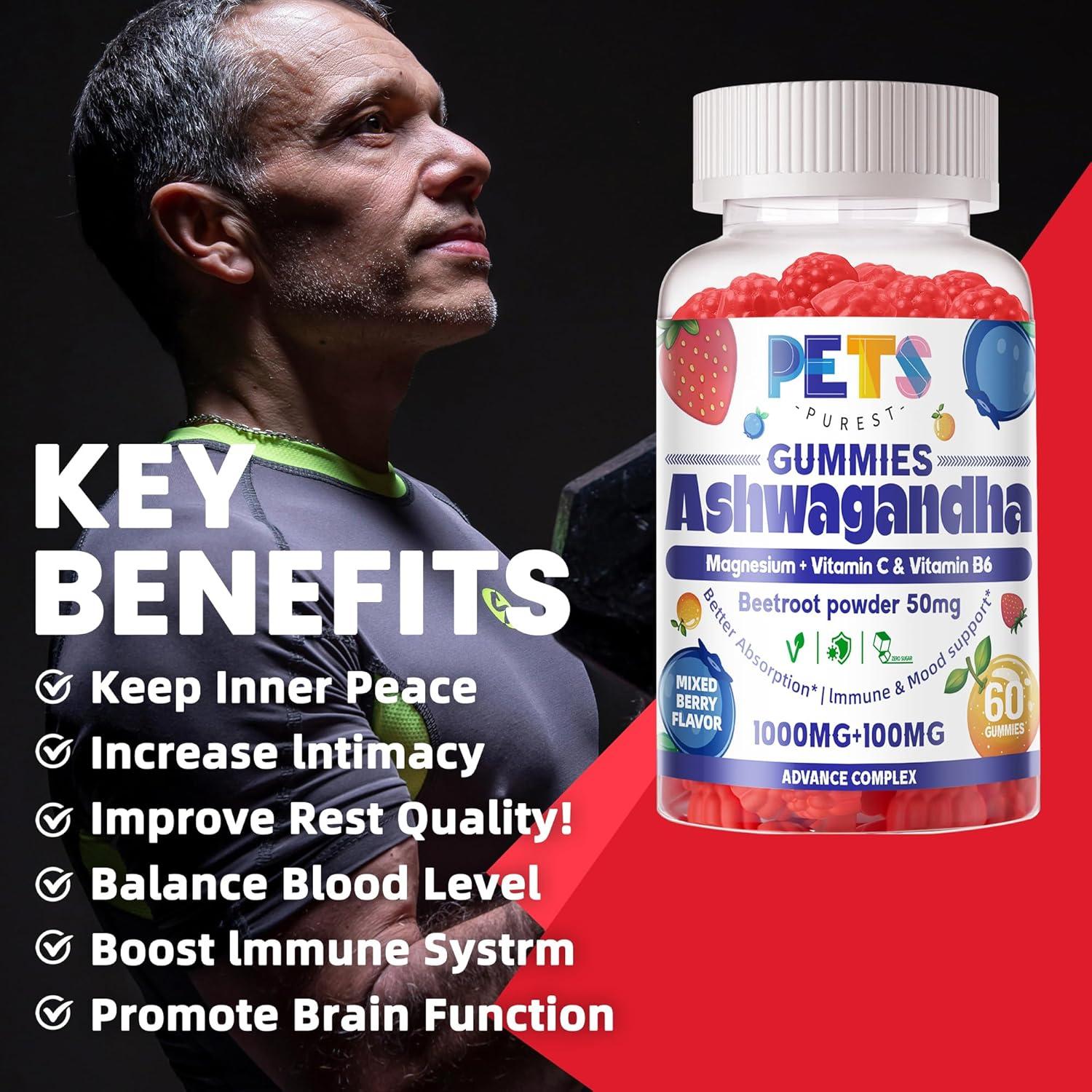 Gomitas de Ashwagandha y Vitamina D3 Pets Purest 60 Unidades