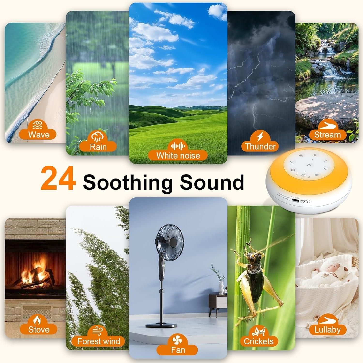 Máquina de Sonido Ruido Blanco XYNGU Portátil 24 Sonidos 7 Luces